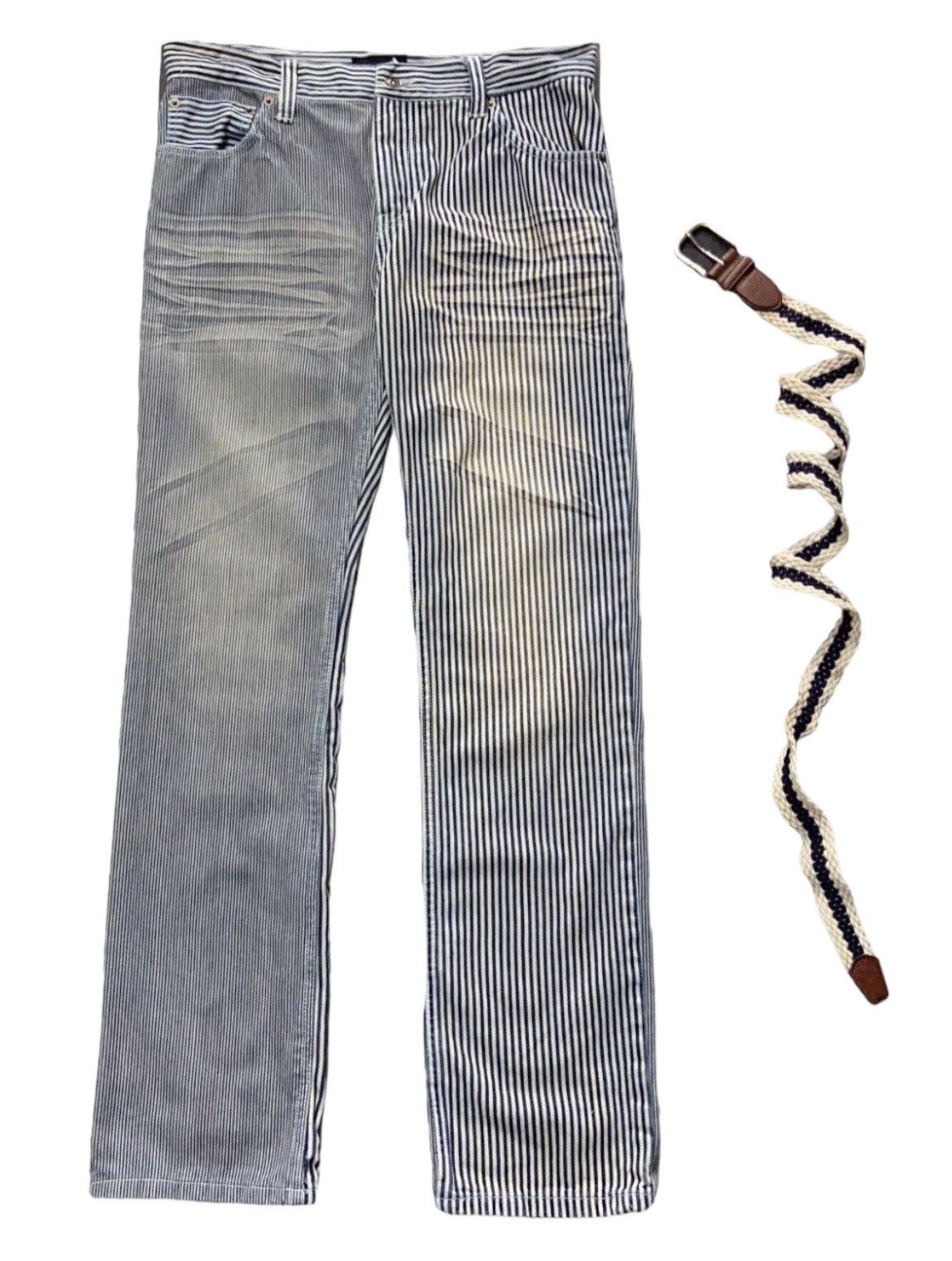 Designer × Hysteric Glamour Jungle Storm Japan Multi Hickory Stripe Split Denim Pants Size US 32 / EU 48 - 3 Thumbnail