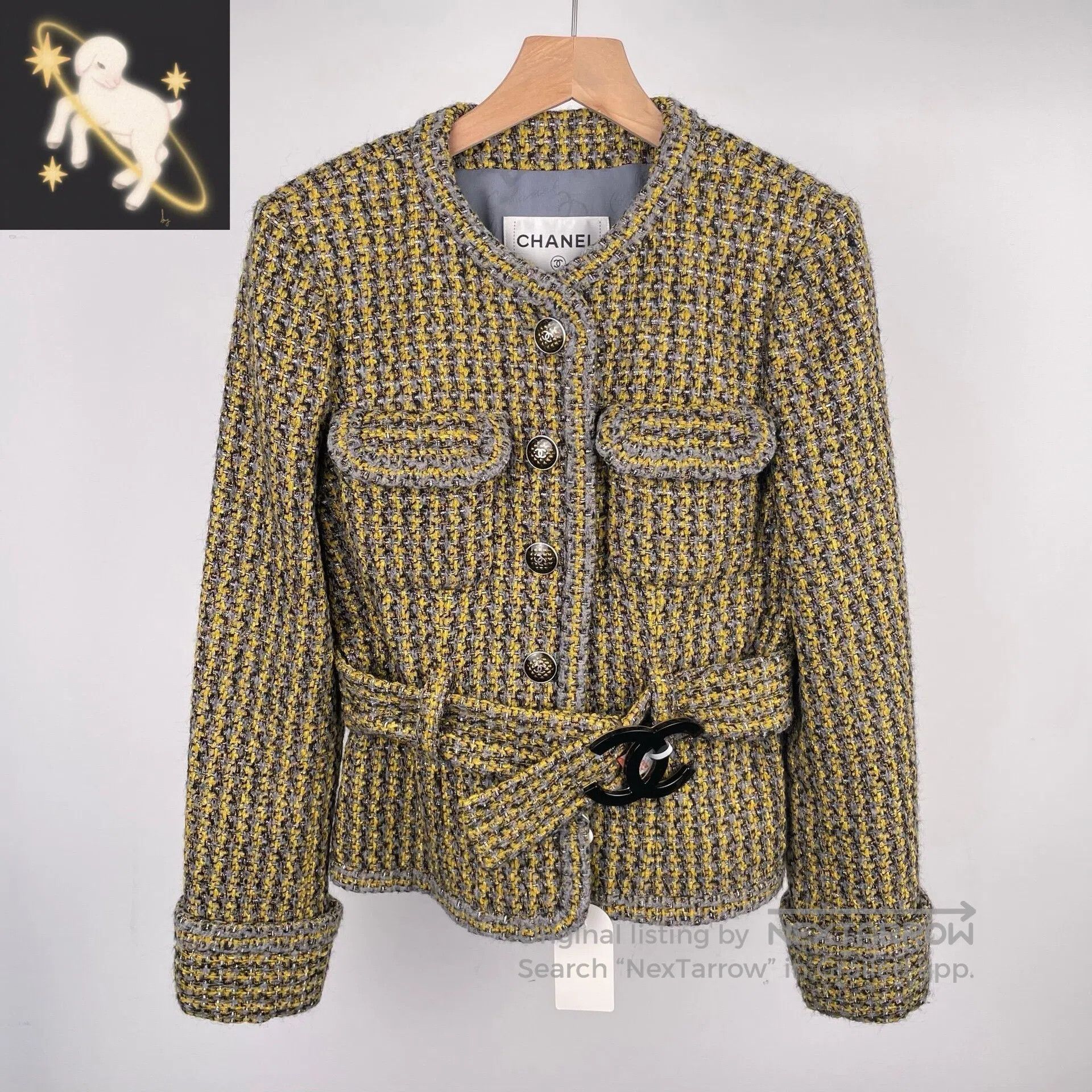Chanel Chanel Yellow Plaid Belted Tweed Jacket| Size XS / US 0-2 / IT 36-38 - 1 Thumbnail