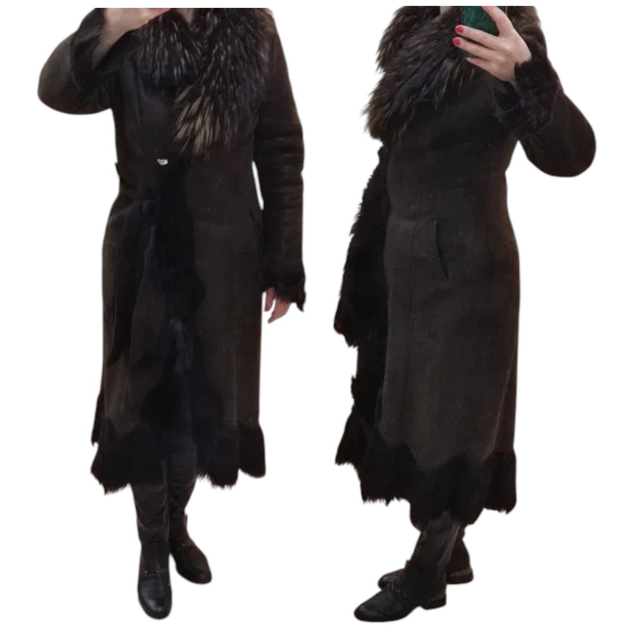 Other Chocolate brown Natural womens shearling coat sz L Size L / US 10 / IT 46 - 4 Thumbnail