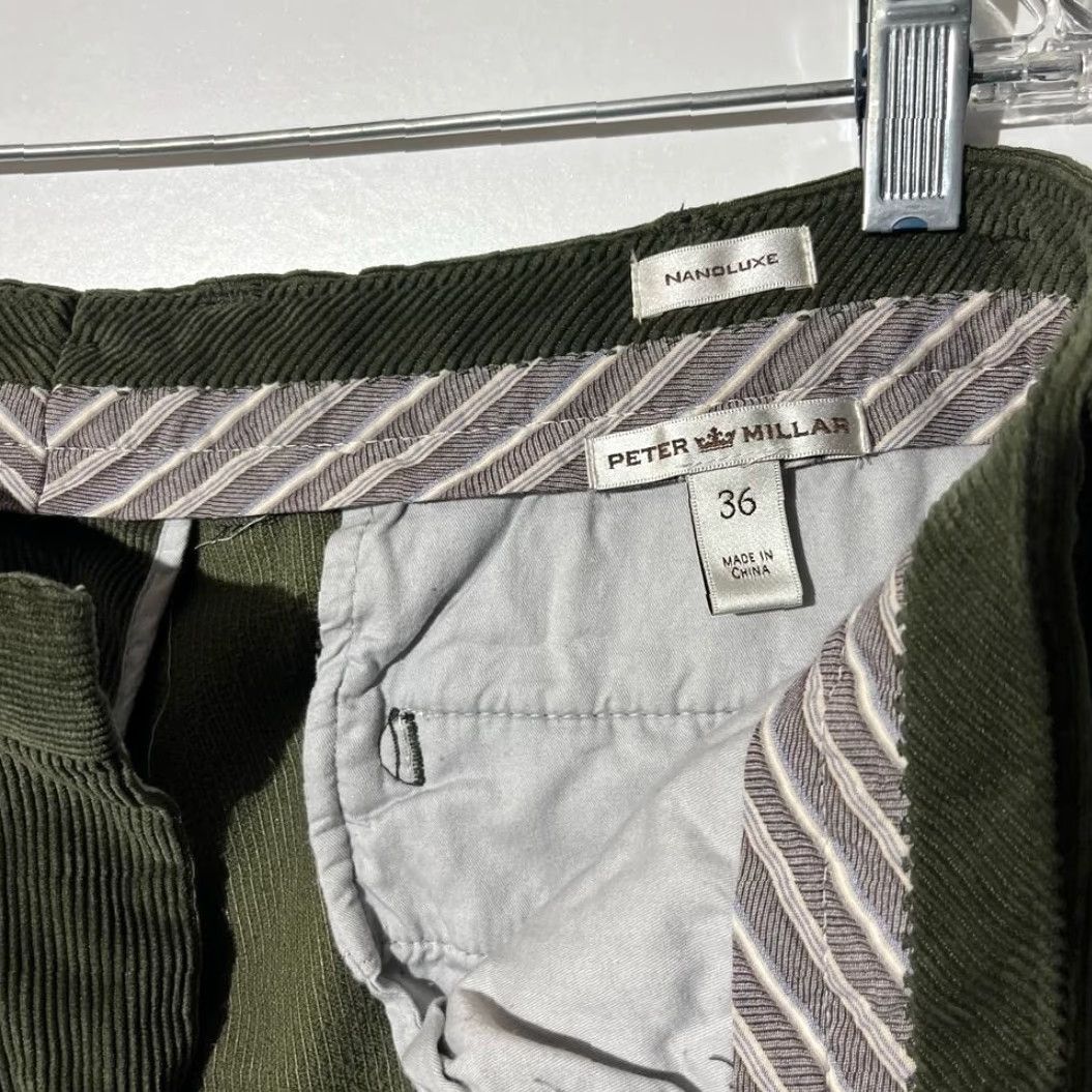 Peter Millar Peter Millar NANOLUXE Green Corduroy Chino Pants Men 36x32 Casual Regular Size Green Chino Mens 90s? Size US 36 / EU 52 - 3 Thumbnail