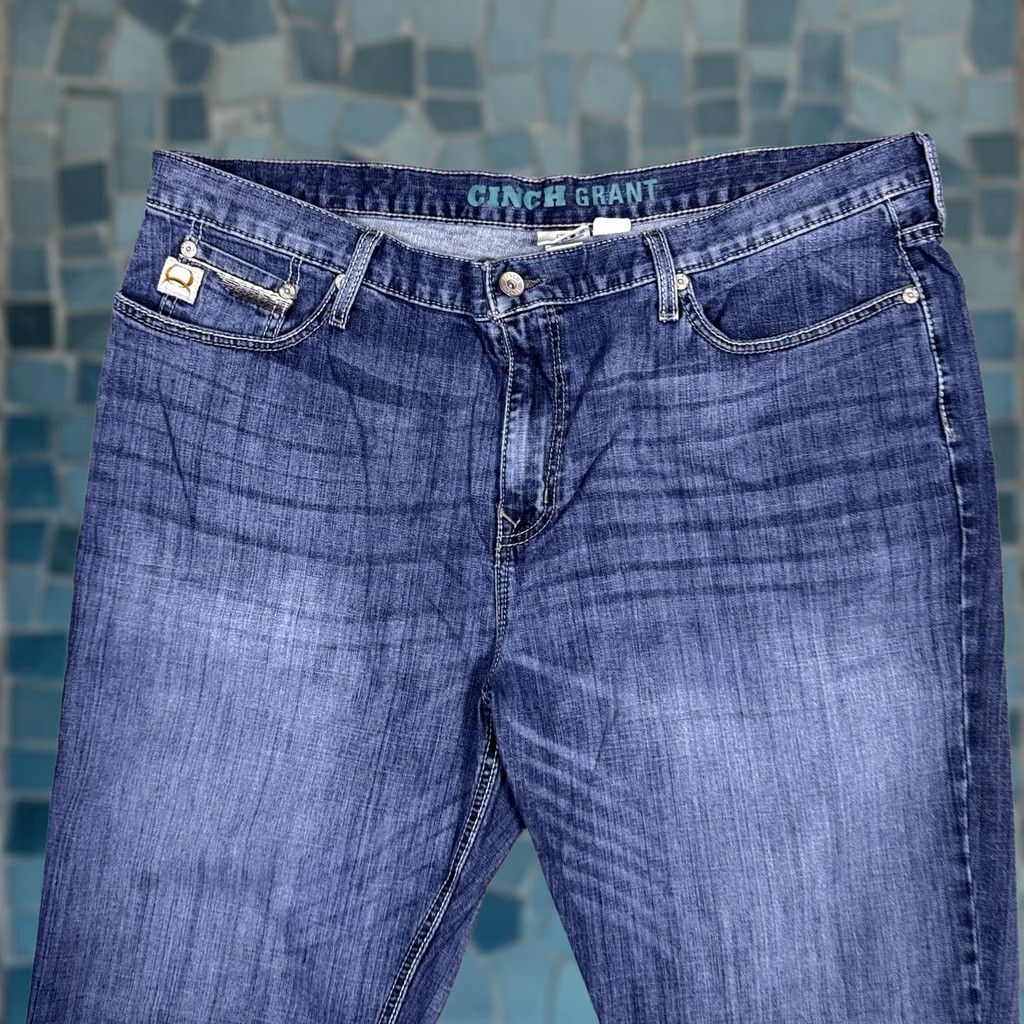 Denime Cinch Grant Mens Jeans 42x34 Relaxed Bootcut Blue Denim Western Jeans Size US 42 / EU 58 - 1 Thumbnail