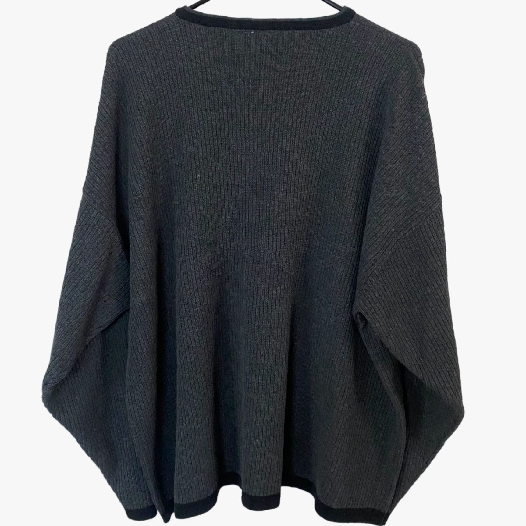 Anchor Blue VINTAGE Anchor Blue Rib-Knit V-Neck Sweater Gray Pullover 2XL Men’s Long Sleeve Knit Knitwear Regular Fit Shirt? (Wait) Size US XXL / EU 58 / 5 - 3 Thumbnail
