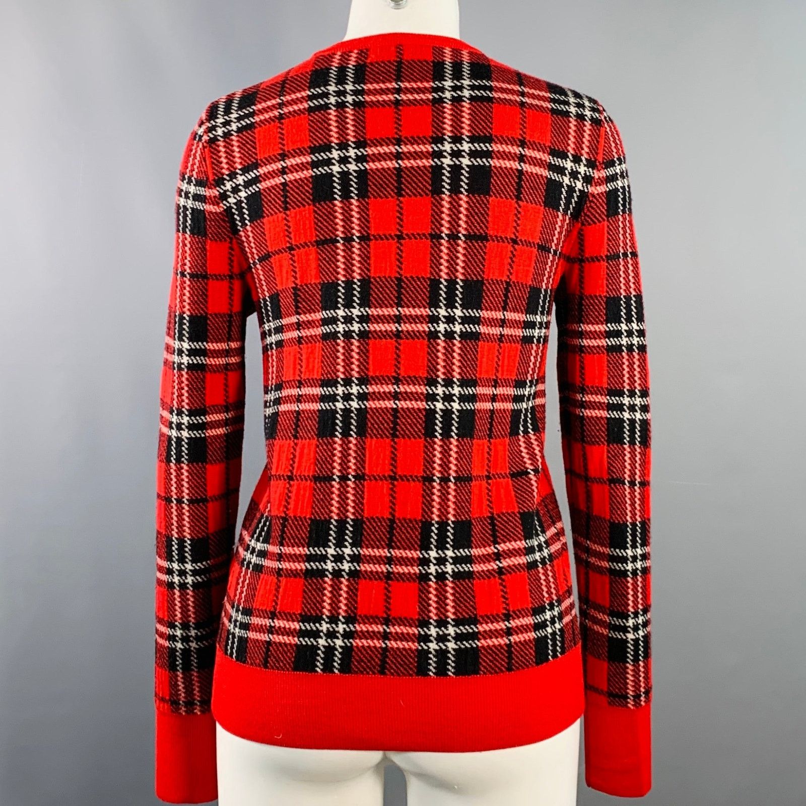 Equipment Size S Red Black White Wool Blend Plaid Crew Neck Pullover Size S / US 4 / IT 40 - 3 Thumbnail