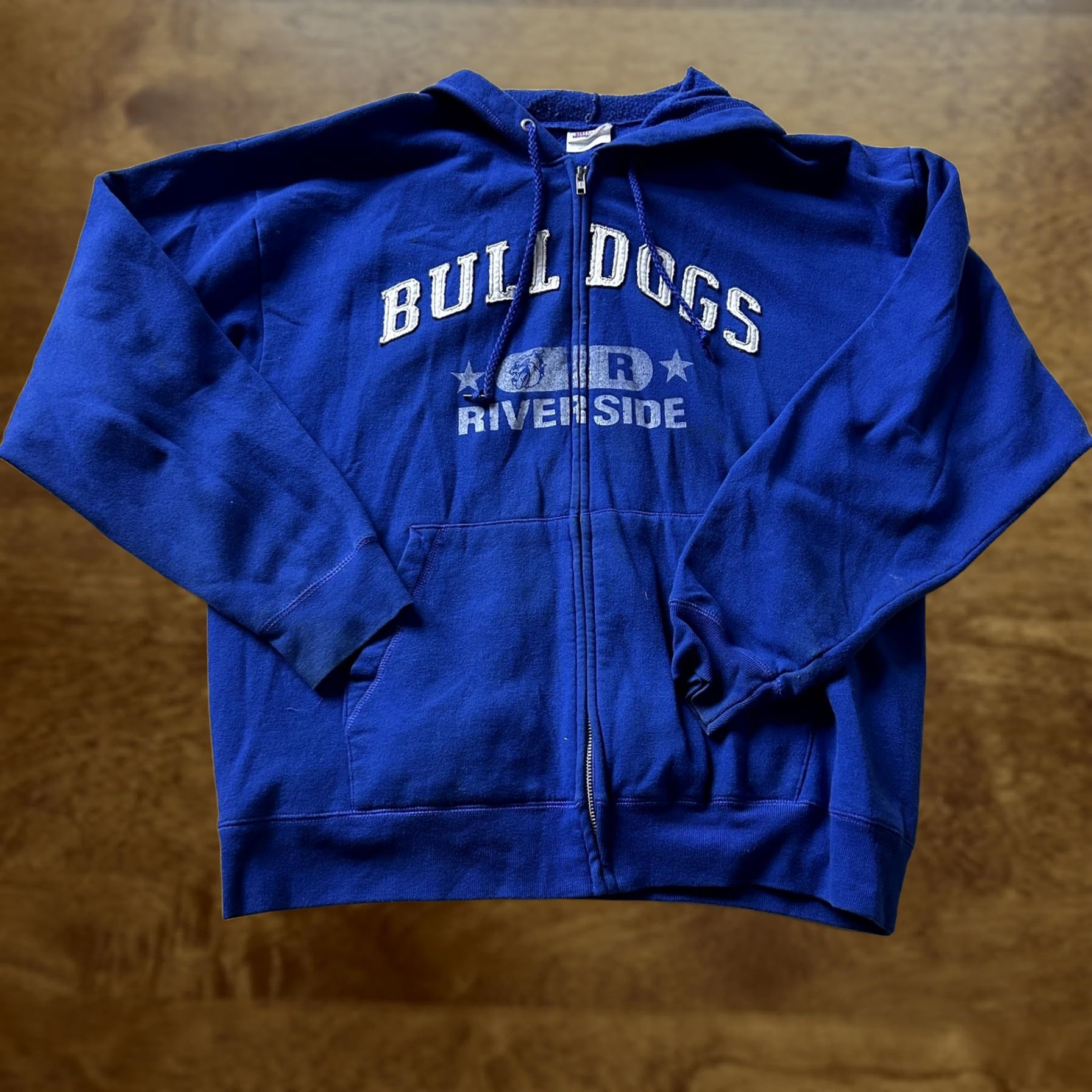 Hanes Y2K Hoodie Mens Large Blue Bulldogs Riverside Full Zip Graphic Sweatshirt Size US L / EU 52-54 / 3 - 1 Thumbnail