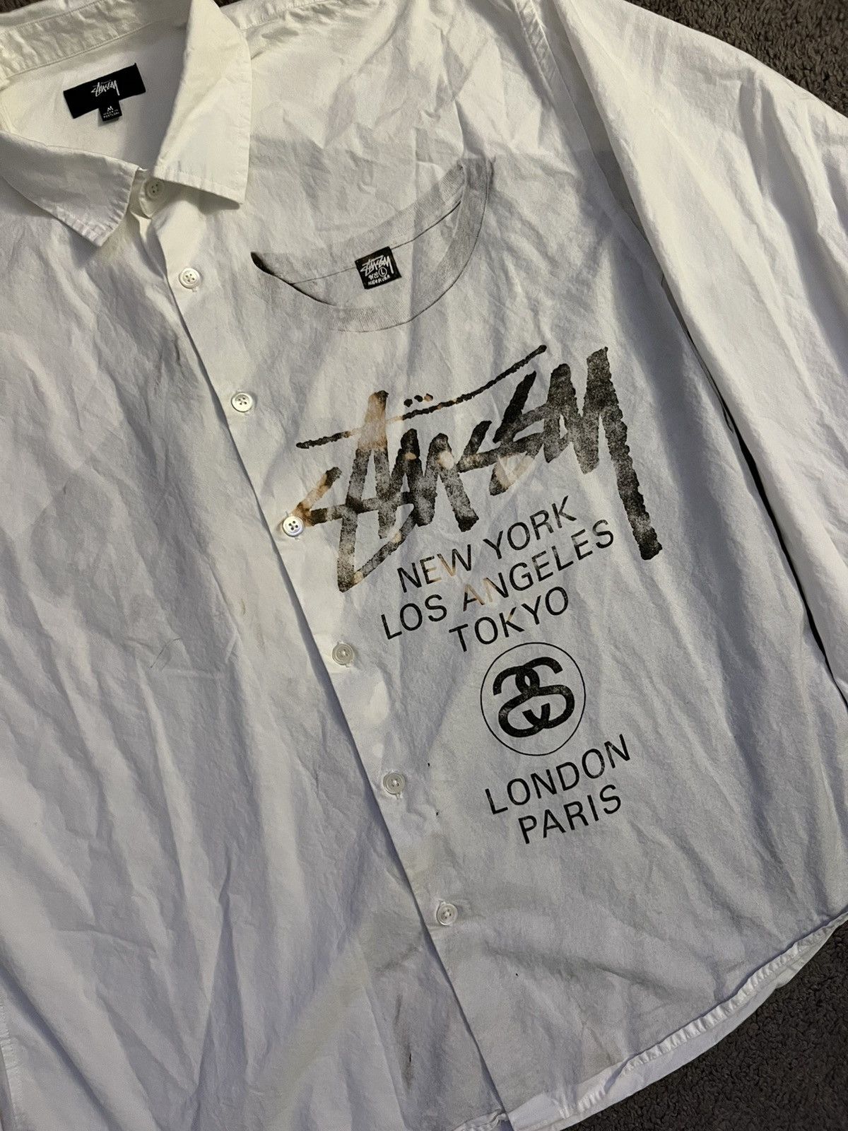 Stussy stussy button up world tour Size US M / EU 48-50 / 2 - 3 Thumbnail