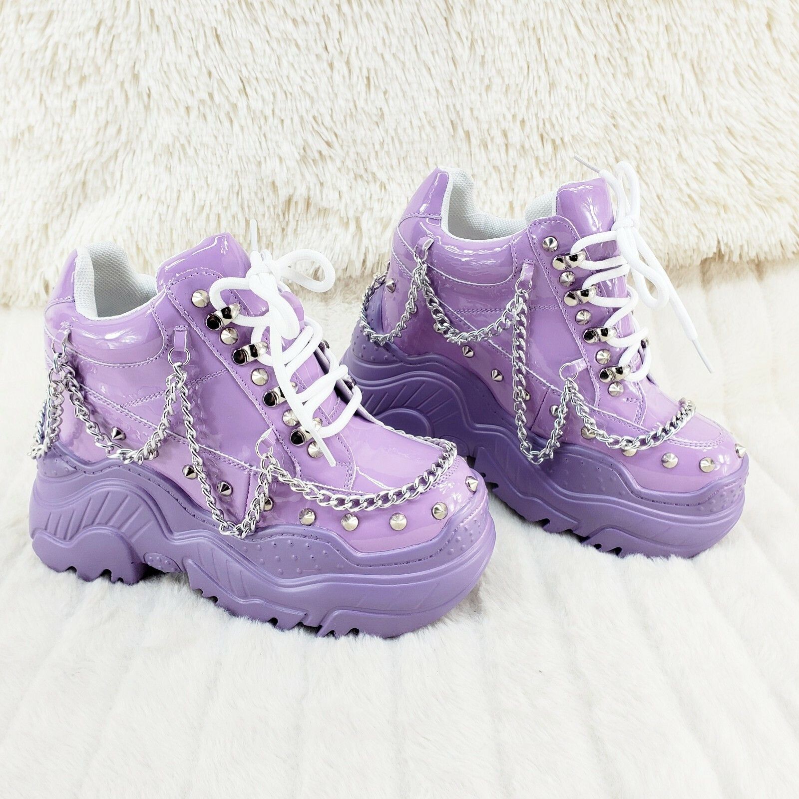 Other Space Candy Lilac Purple Platform Chain Sneaker Hidden Wedge Size US 6.5 / IT 36.5 - 1 Thumbnail