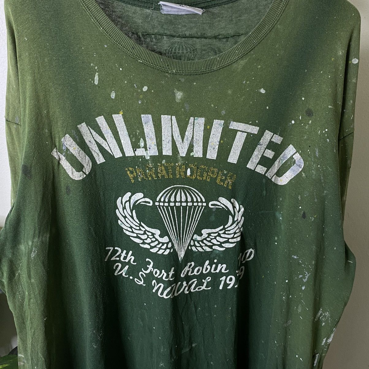 Vintage Y2K US Naval Unlimited Paratrooper Sunfaded Paint Splattered Size US XXL / EU 58 / 5 - 2 Thumbnail