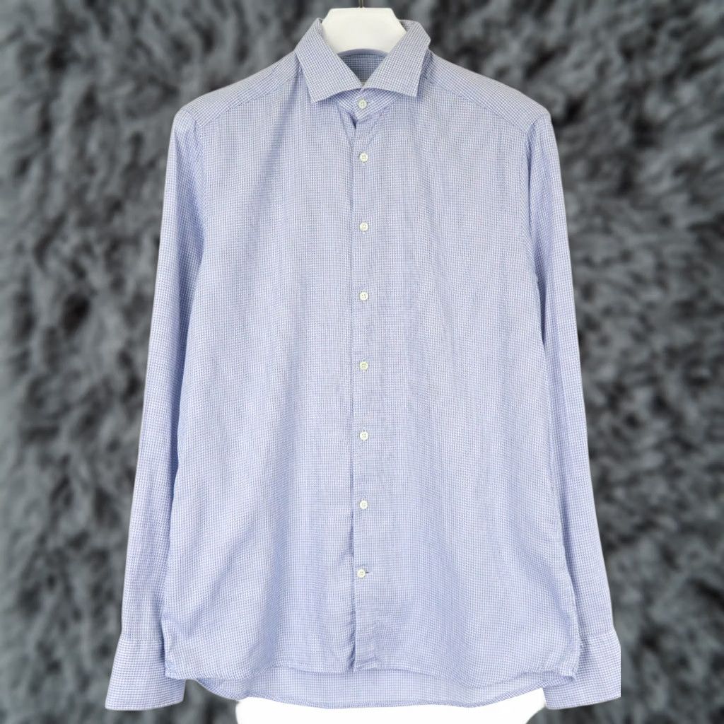 Vintage STENSTROMS Shirt Slimline Light Blue Spread Collar Patterned 16 / 41 Men's Size US L / EU 52-54 / 3 - 1 Thumbnail
