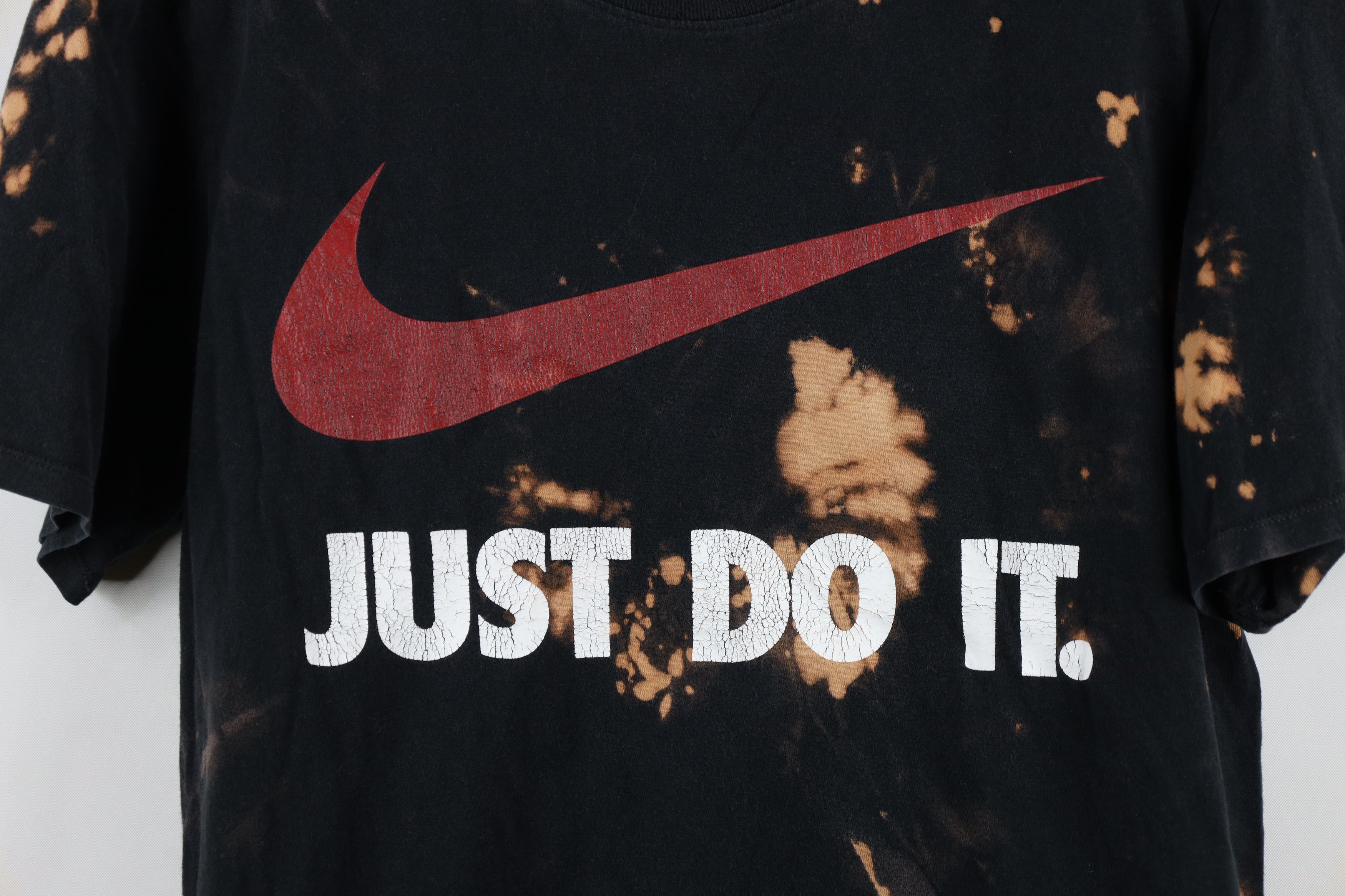 Nike × Vintage Vintage Y2K Nike Swoosh Acid Wash Just Do It T-Shirt Black Size US S / EU 44-46 / 1 - 4 Thumbnail