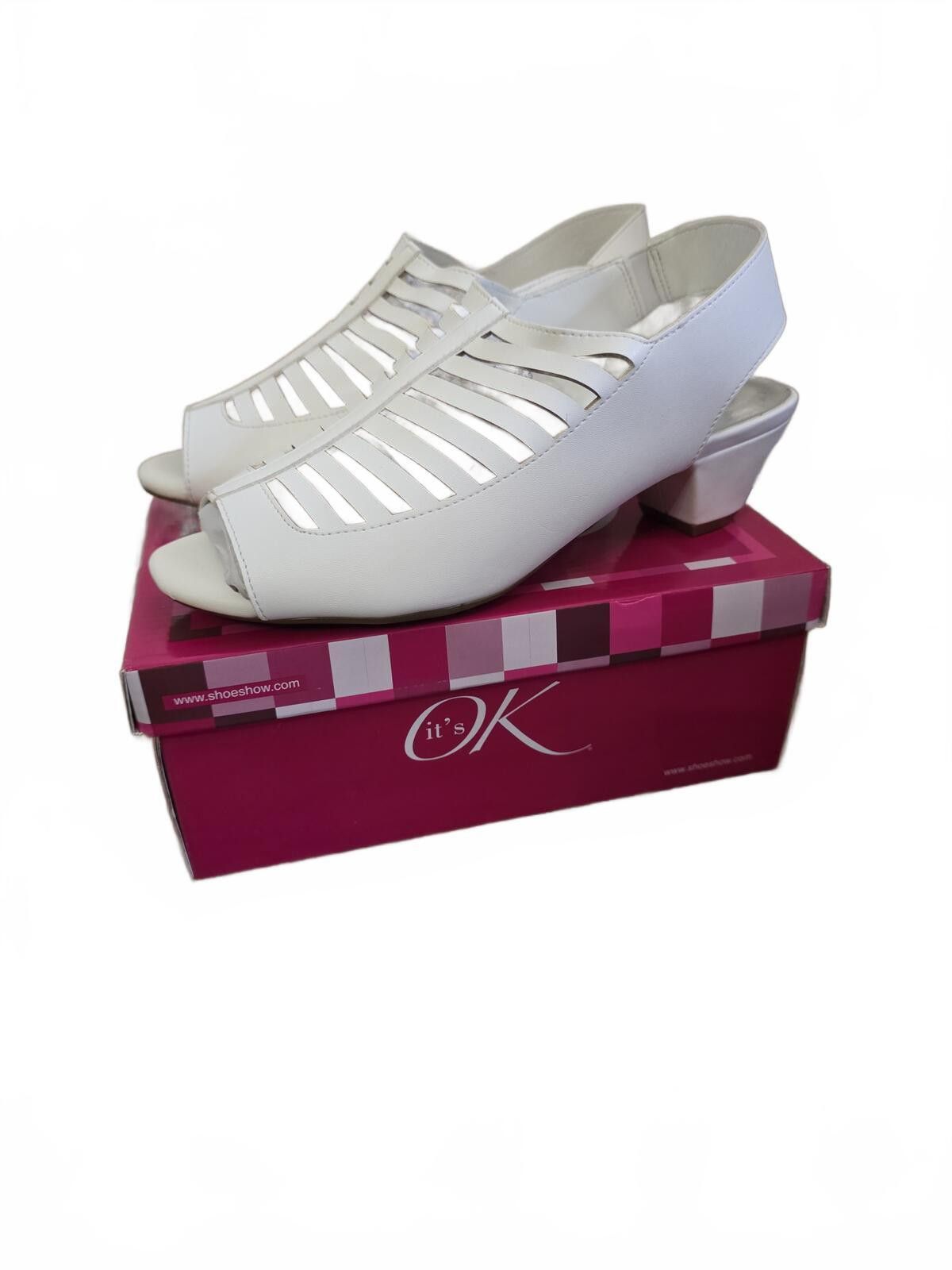 Other It's OK White Peep Toe Slingback Heels Size 7W Comfortable Size US 7 / IT 37 - 1 Thumbnail