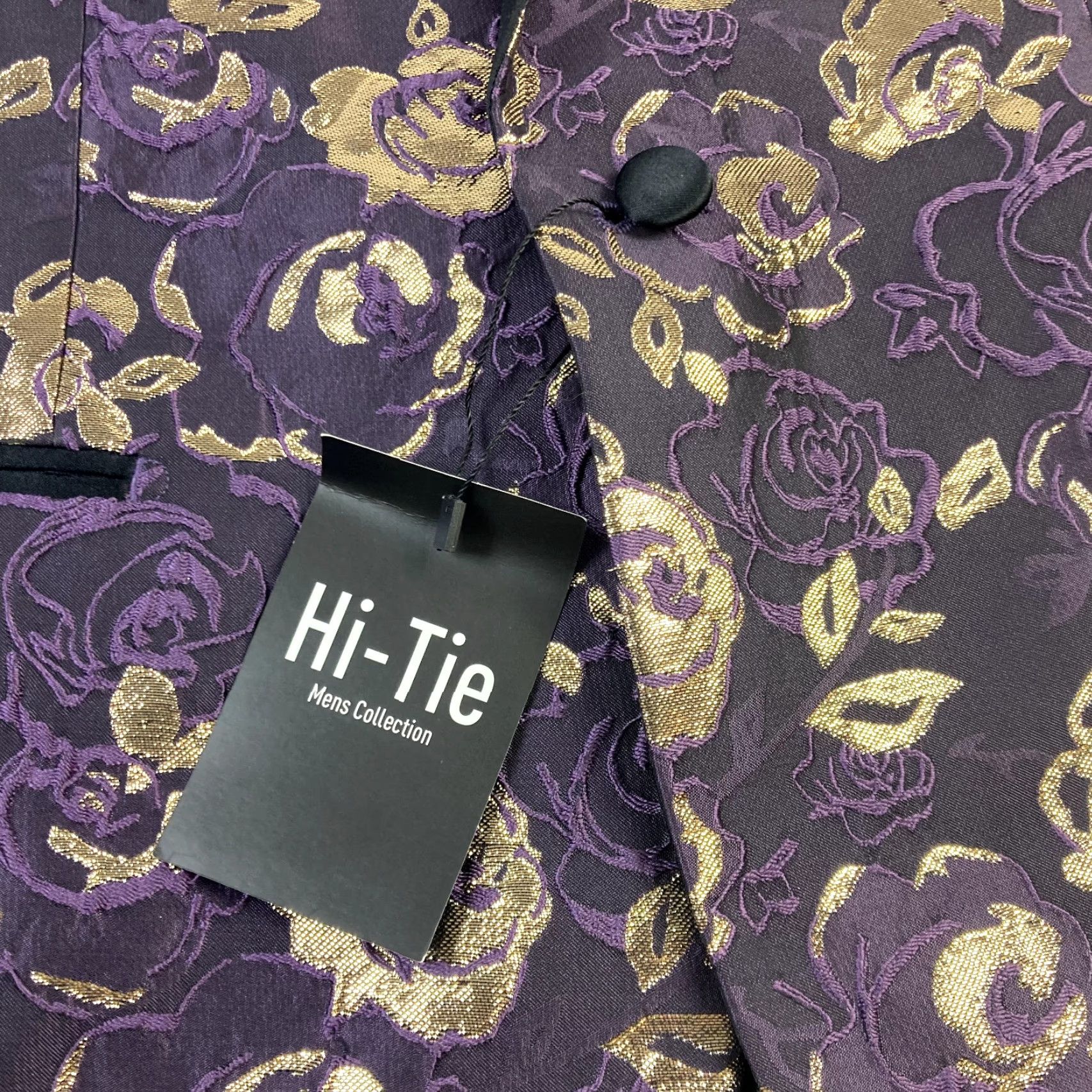 Vintage Hi Tie Blazer Mens Large Purple Gold Rose Formal Suit Stylish NWT Size 42R - 4 Thumbnail