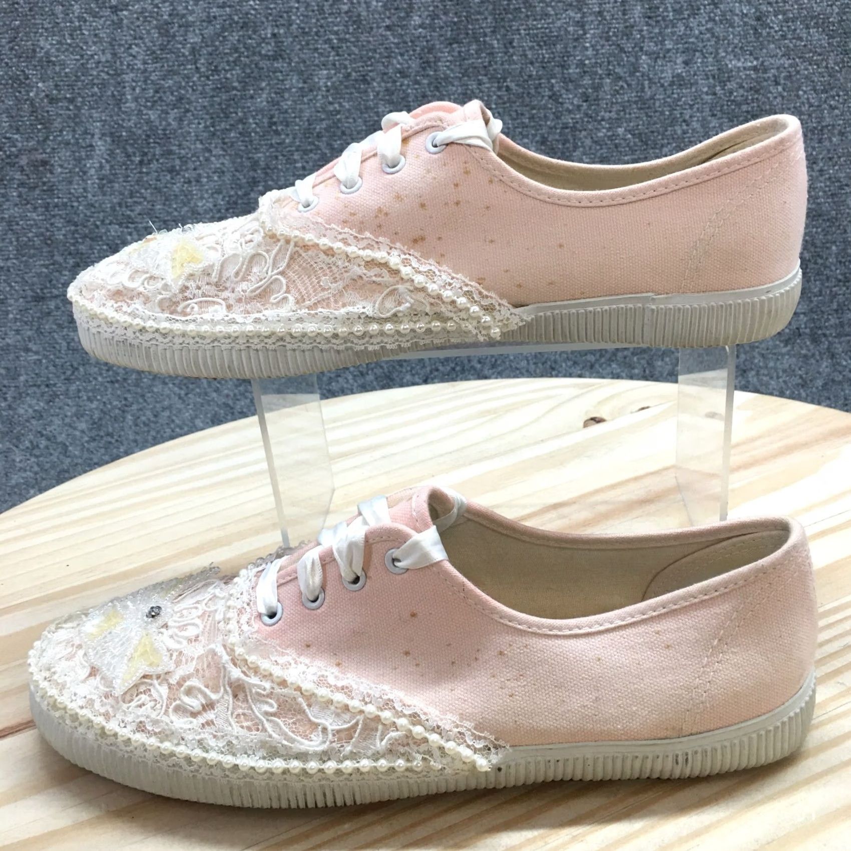 Cherokee Cherokee Shoes Womens Casual Low Top Lace Sneakers Pink White Fabric Lace Up 9.5 Size L / US 10 / IT 46 - 4 Thumbnail