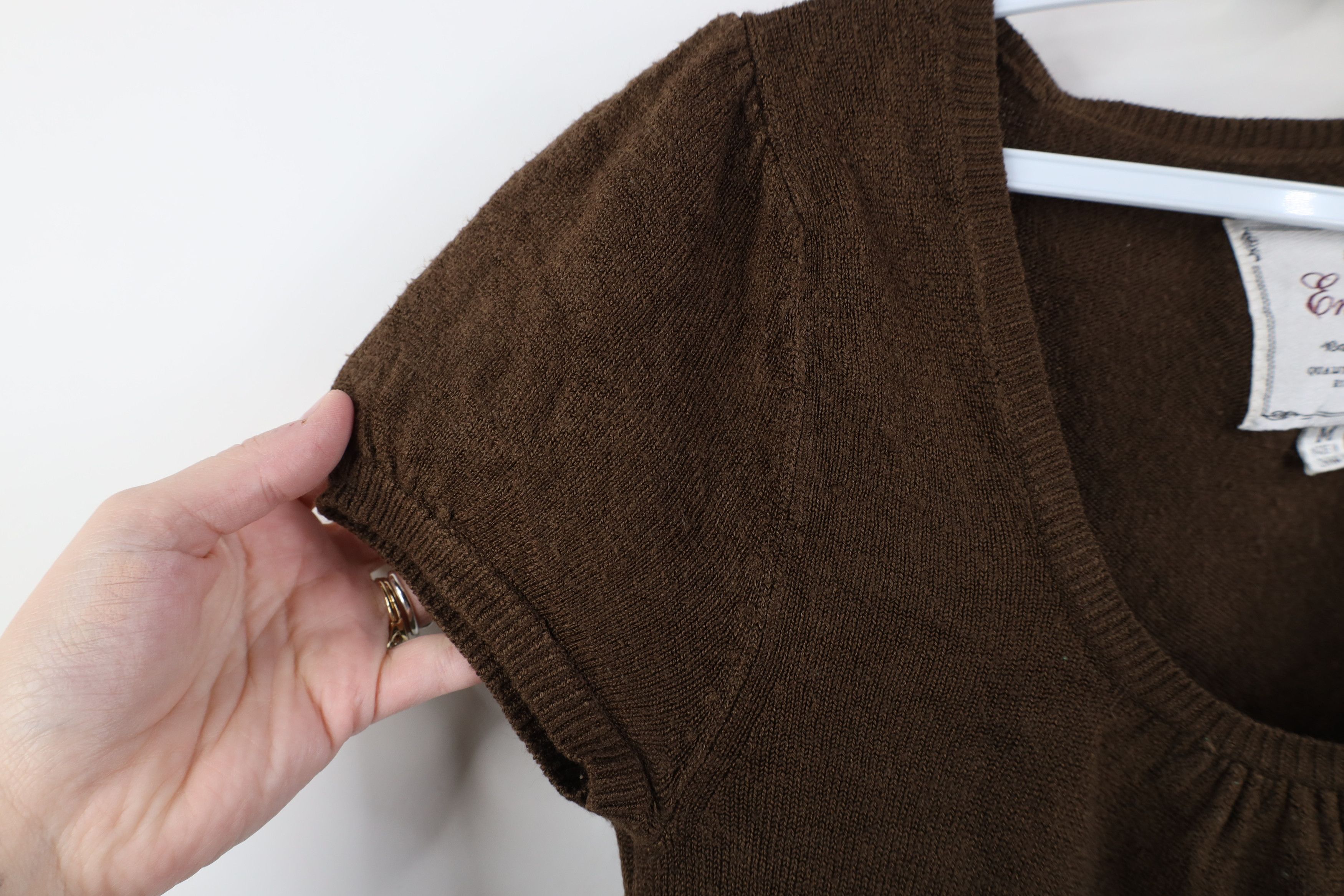 Vintage Vintage 90s Y2K Babydoll Ribbed Knit Short Sleeve Sweater Size M / US 6-8 / IT 42-44 - 10 Thumbnail