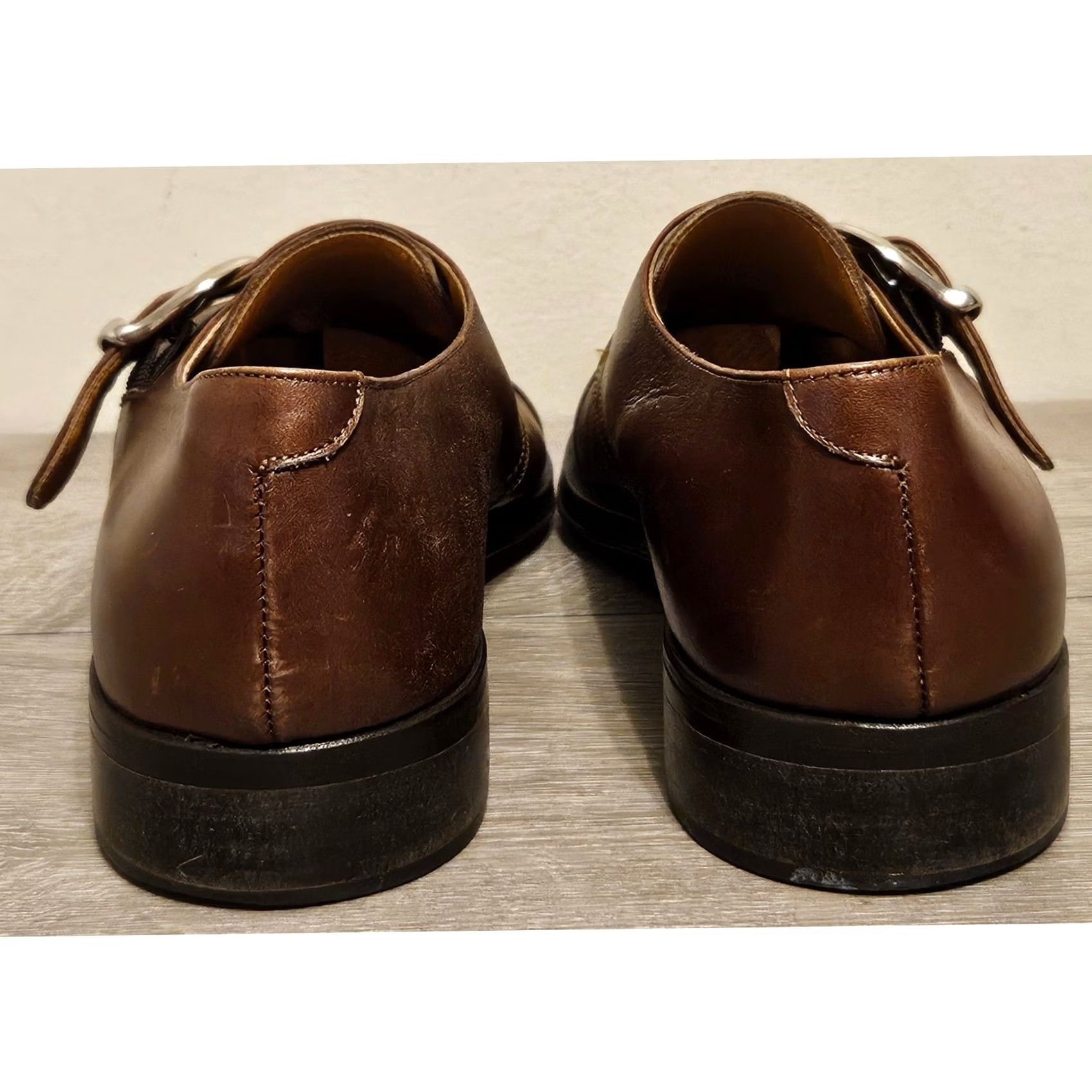 Vintage Ciro Schiano Brown Leather Monk Strap Dress Shoes Mens 10 Italy Cap Toe Size ONE SIZE - 4 Thumbnail