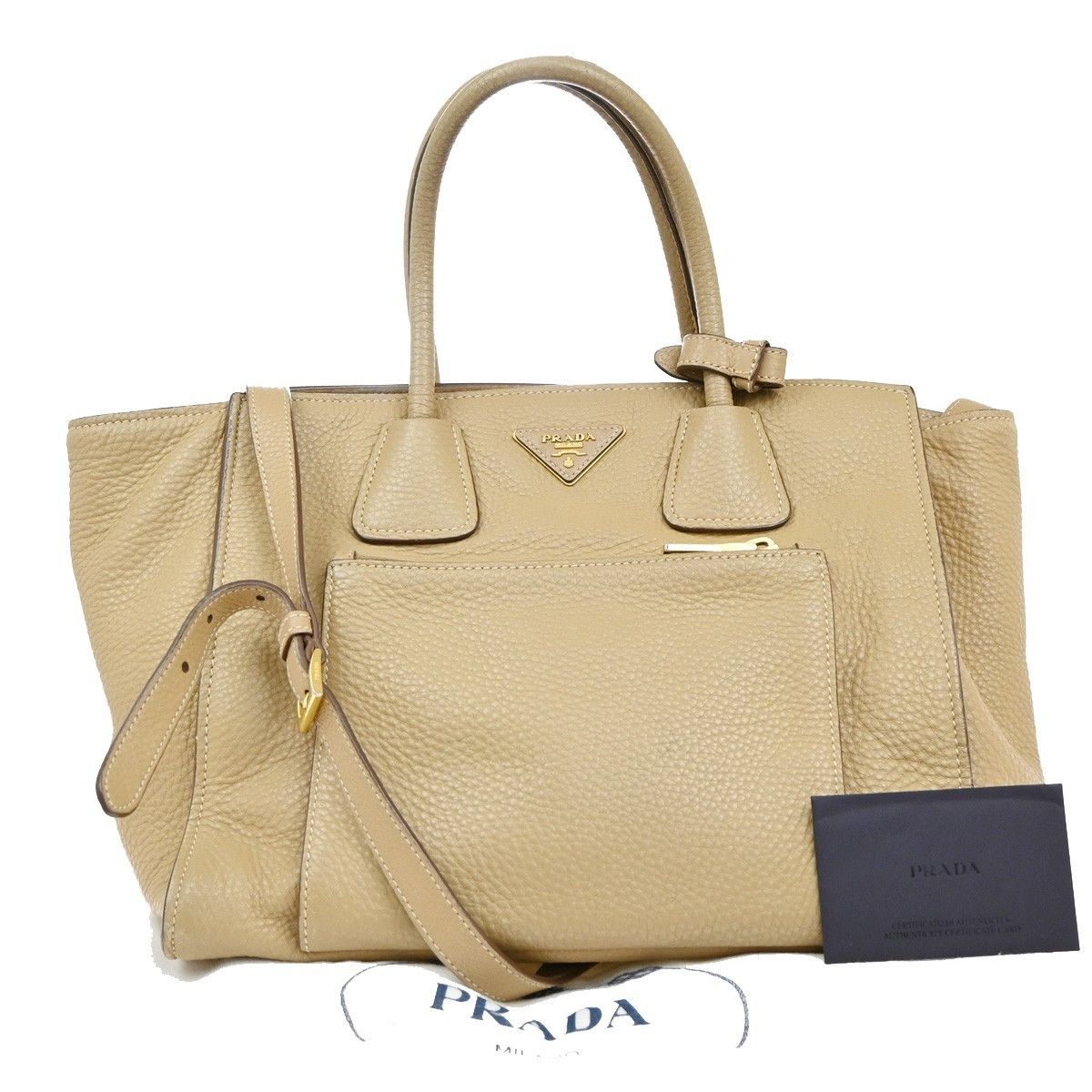 Prada Prada Front Pocket Wing Convertible Tote Vitello Daino Size ONE SIZE - 1 Thumbnail