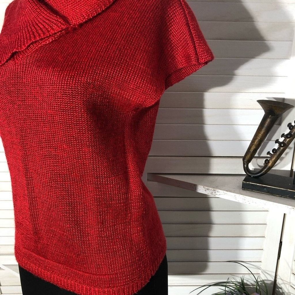 Vintage 90s Koret Knit Blouse Sweater Collar Short Sleeves Red sz S Size S / US 4 / IT 40 - 8 Thumbnail