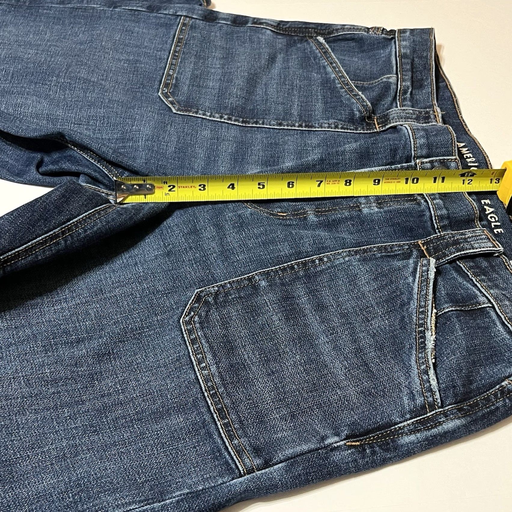 American Eagle Outfitters American Eagle Jeans Womens 14 Reg Blue Stovepipe Wide-Leg Denim Stretch 5-Pocket High Rise Vintage Theme Relaxed 90s Logo Boys Womens Mens Size 25" / US 0 / IT 36 - 4 Thumbnail