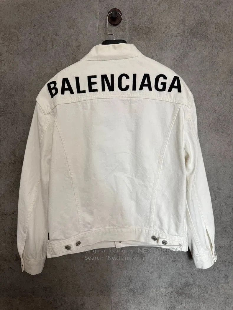Balenciaga Balenciaga White Denim Jacket with Embroidery. Size US S / EU 44-46 / 1 - 5 Thumbnail