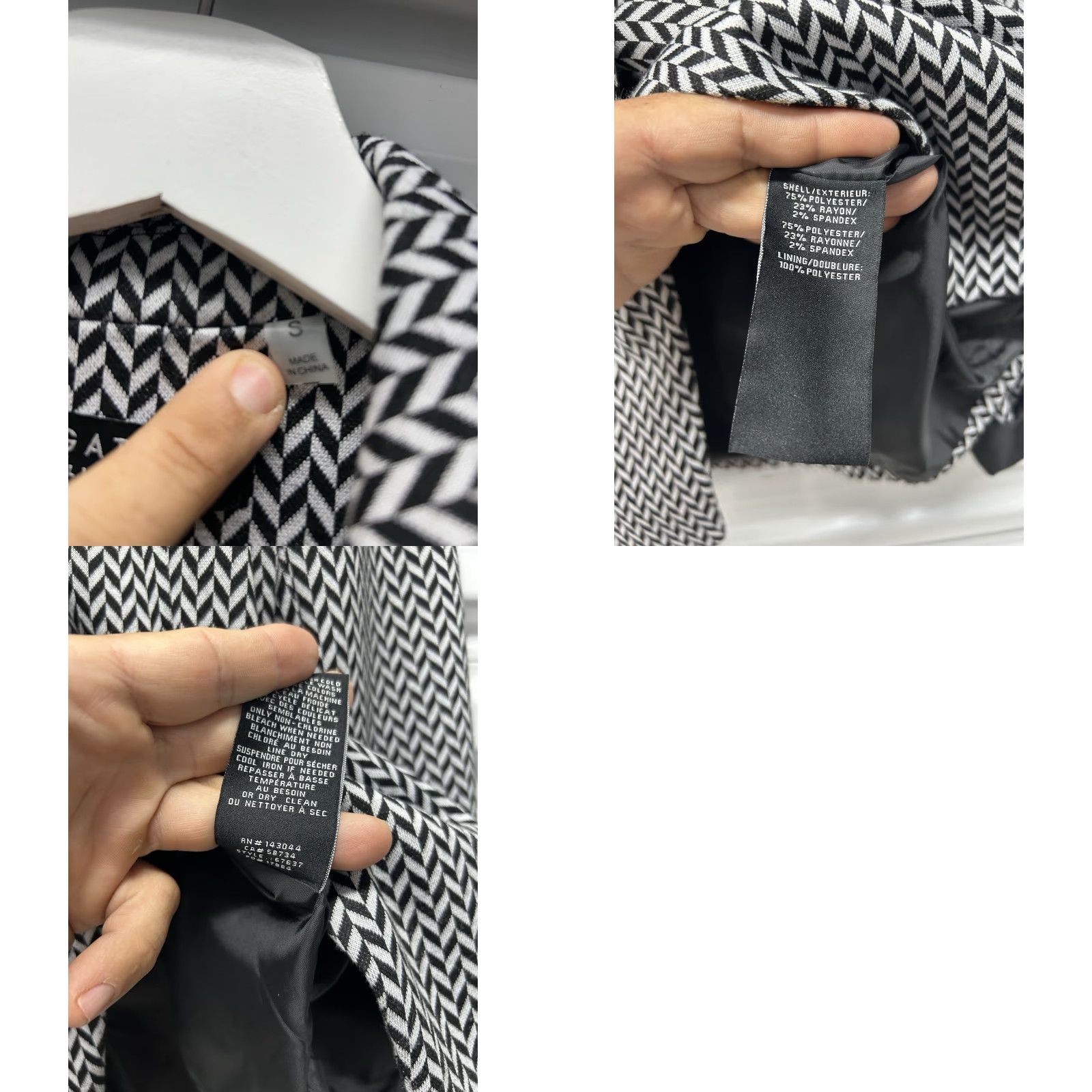 Vintage Bagatelle Collection Women's Blazer Jacket Black/White Tweed Business Small Size S / US 4 / IT 40 - 9 Thumbnail