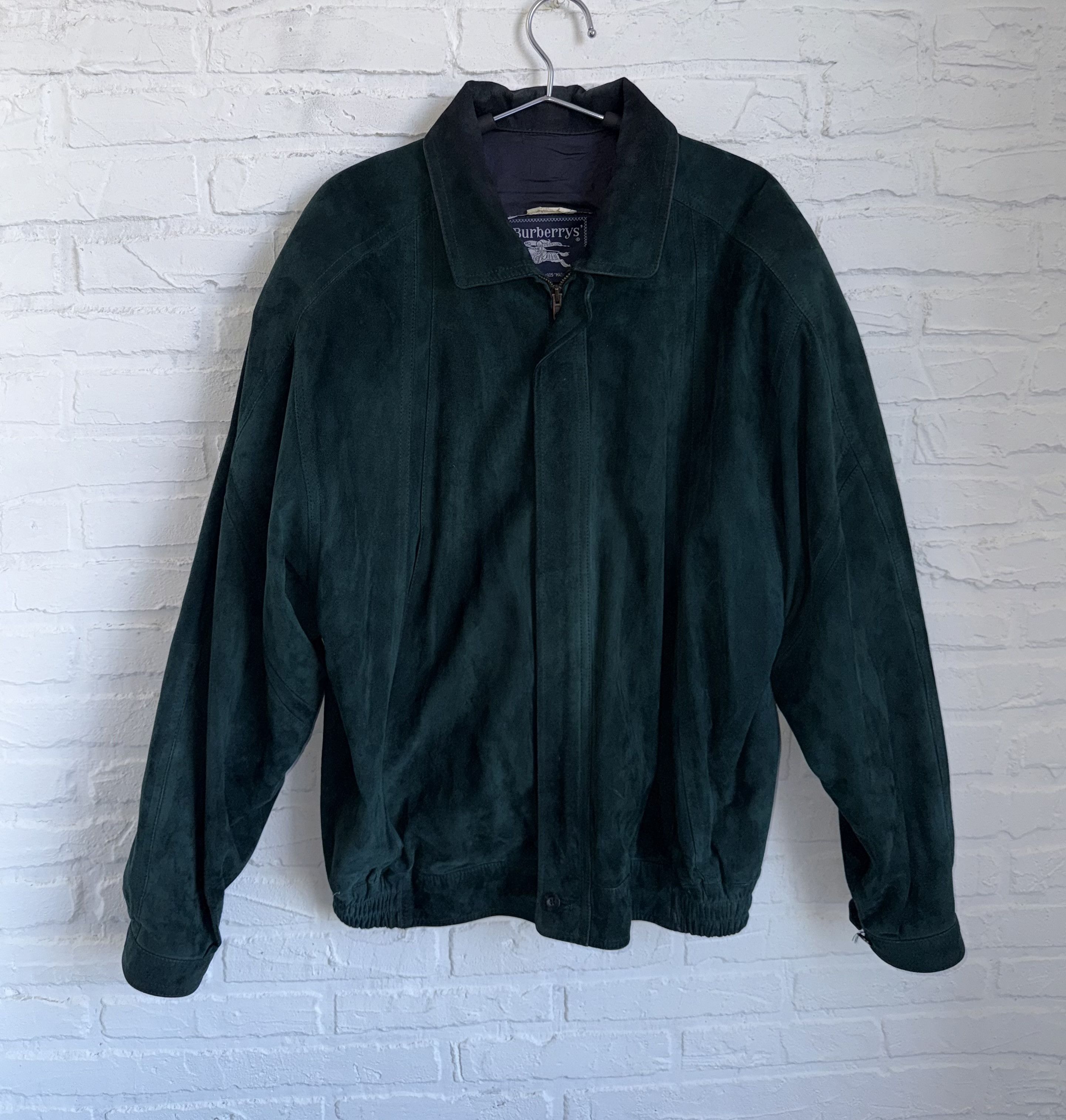Burberry Vintage Burberrys Suede Leather bomber jacket Dark Green Size US L / EU 52-54 / 3 - 1 Thumbnail