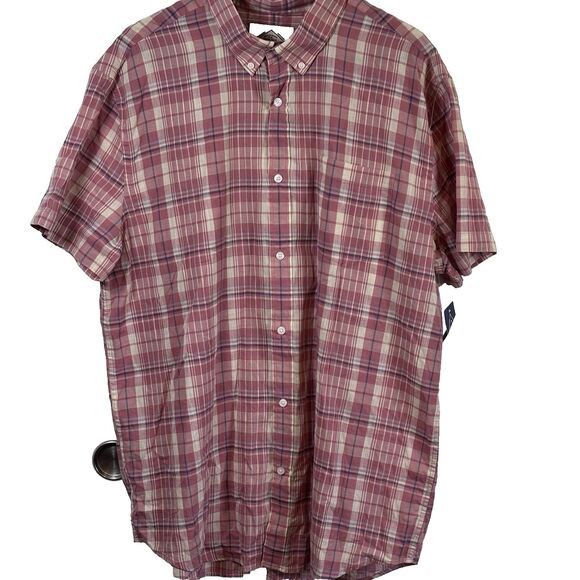 St. Johns Bay St John' Bay Men Pink Plaid Button Up Short Sleeve Shirt XL Size US XL / EU 56 / 4 - 2 Thumbnail