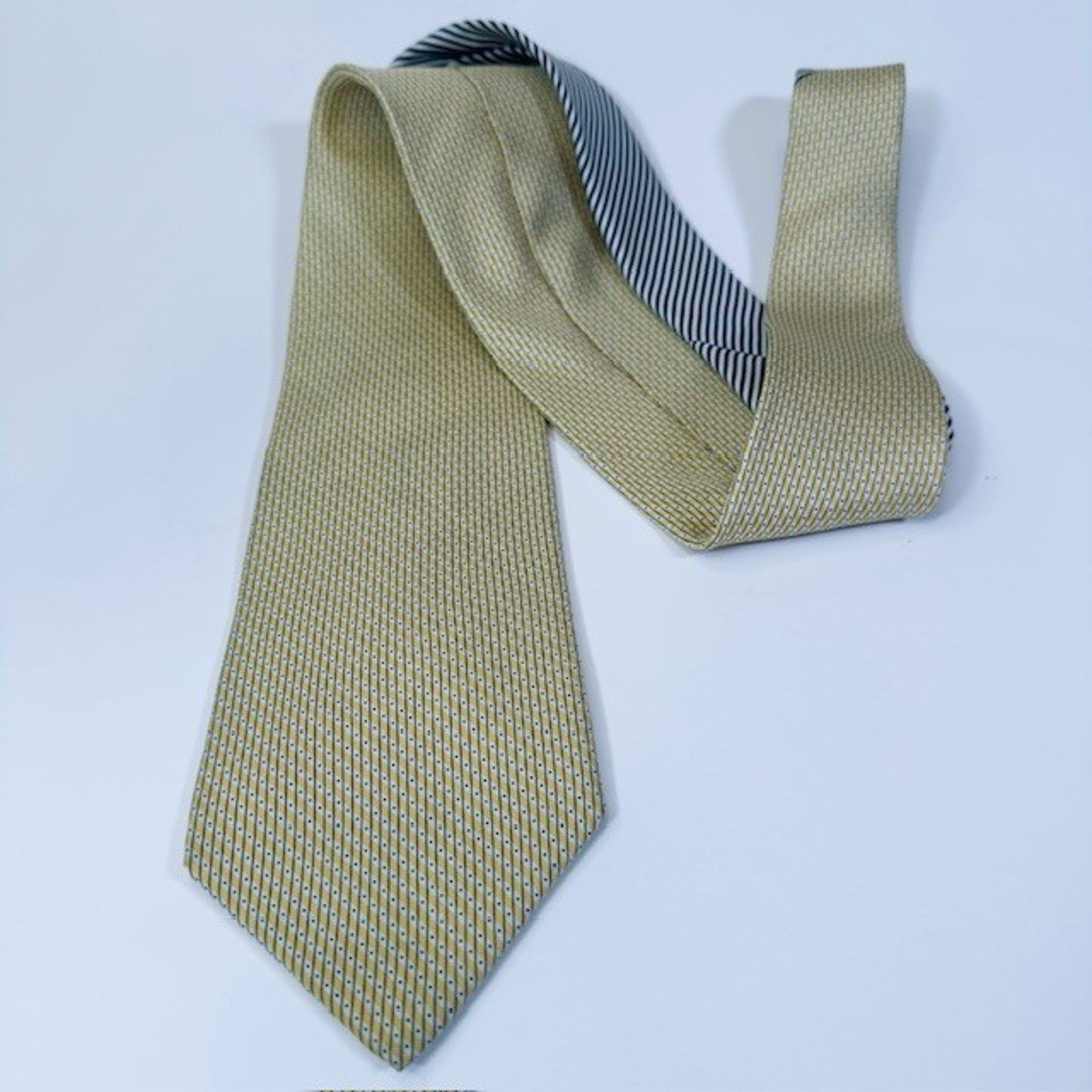 Tommy Hilfiger Tommy Hilfiger Men's Neck Tie Silk Gold/Beige/Blue Geometric Size ONE SIZE - 7 Thumbnail