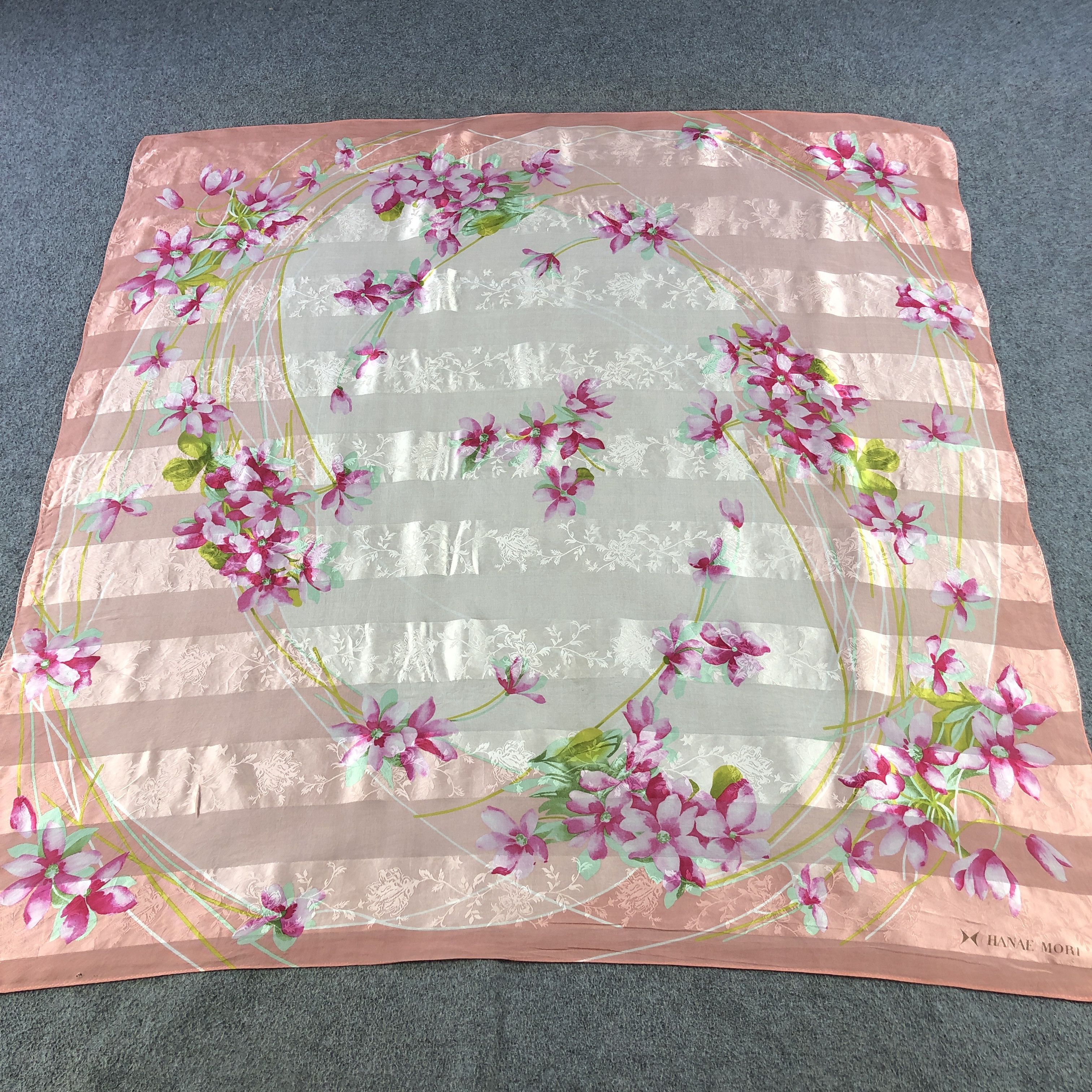 Hanae Mori Vintage Hanae Mori Floral Silk Scarf M1261 Size ONE SIZE - 2 Thumbnail