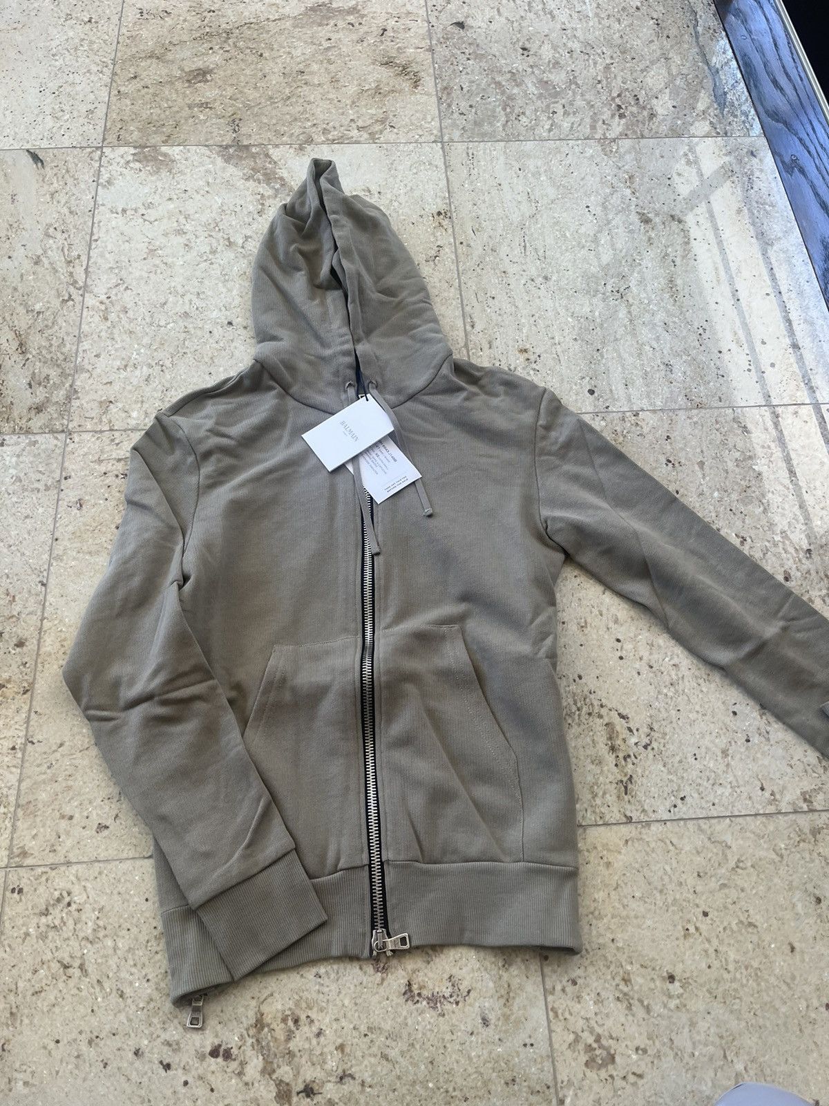 Balmain Lightweight Zip Up Hoodies in Khaki Size US XS / EU 42 / 0 - 15 Thumbnail