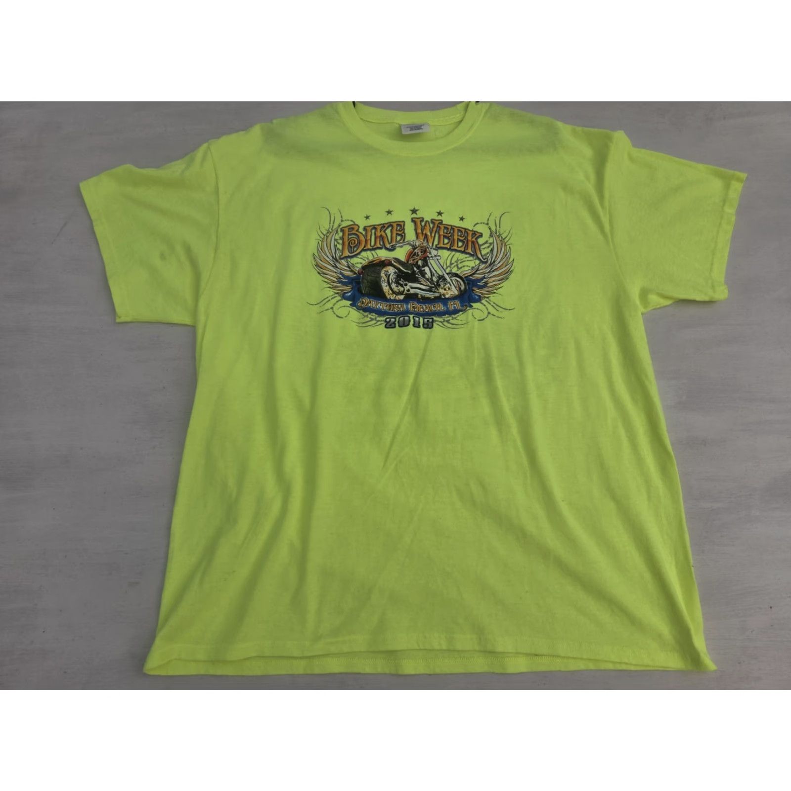 Vintage VINTAGE Bike Week Daytona Beach T Shirt Mens XL Safety Yellow Beach Biker Motorcycle 2015 74th Mens XL Yellow Size US XL / EU 56 / 4 - 2 Thumbnail