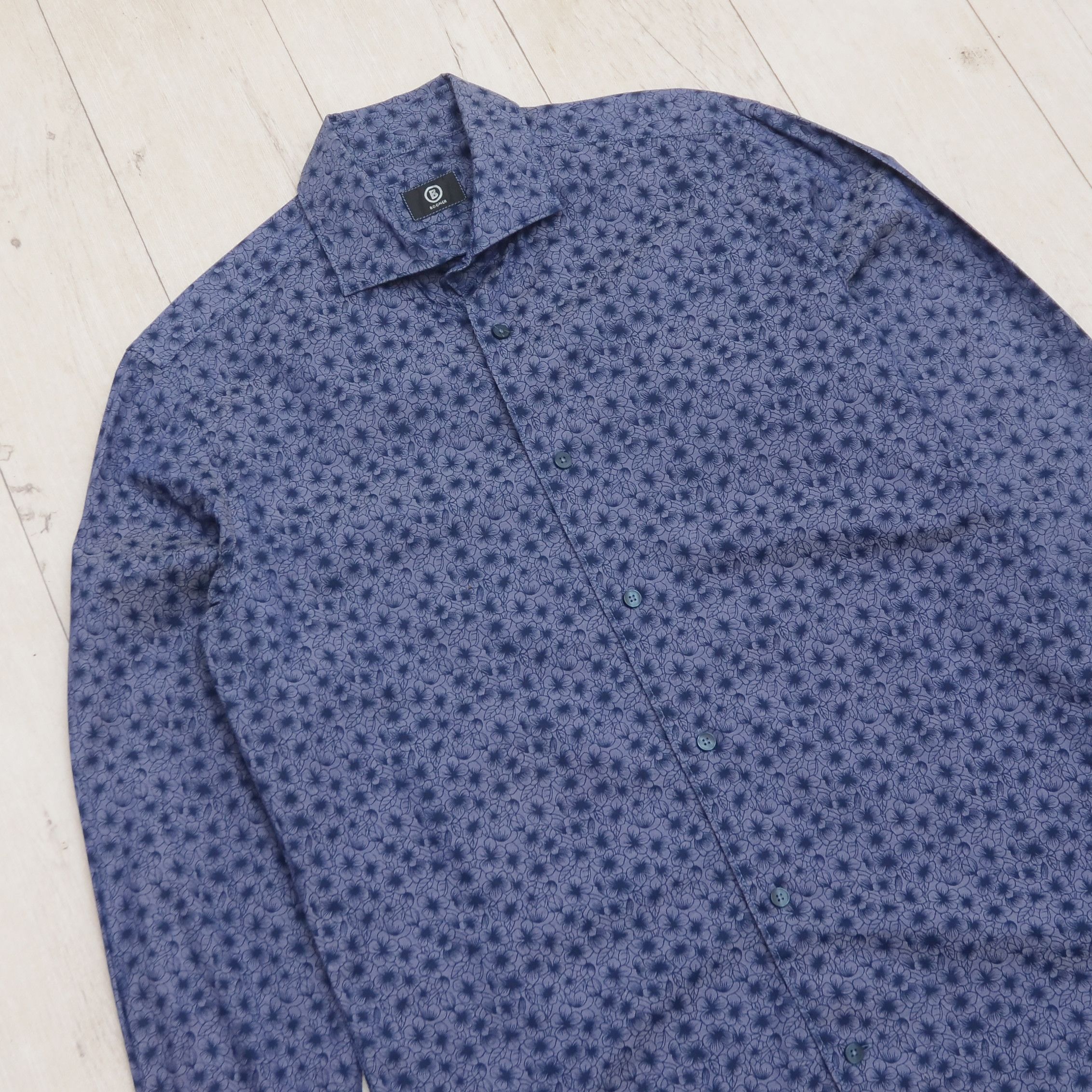 Bogner Bogner Men's Shirt M Long Sleeve Floral Print Blue Casual Size US M / EU 48-50 / 2 - 3 Thumbnail