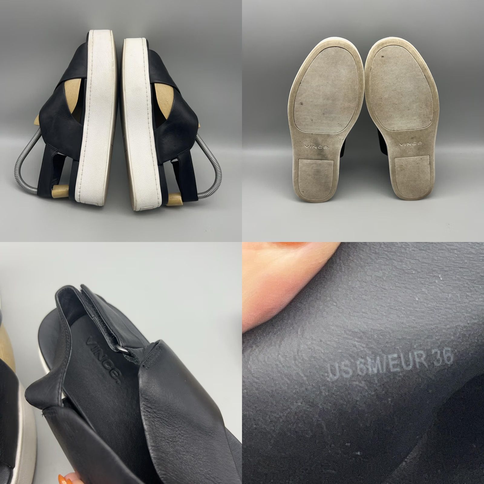Vince Vince Sandals Womens Size 6 Black Leather Platform Slingback Crisscross Luxury Size US 6 / IT 36 - 8 Thumbnail
