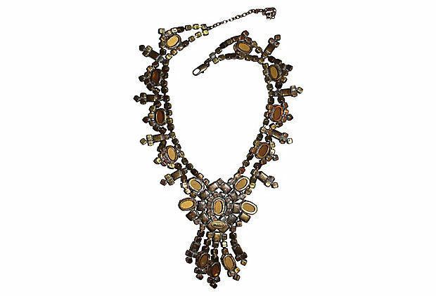 Designer Husar D. Czech Red Rhinestone Festoon Necklace Size ONE SIZE - 5 Thumbnail
