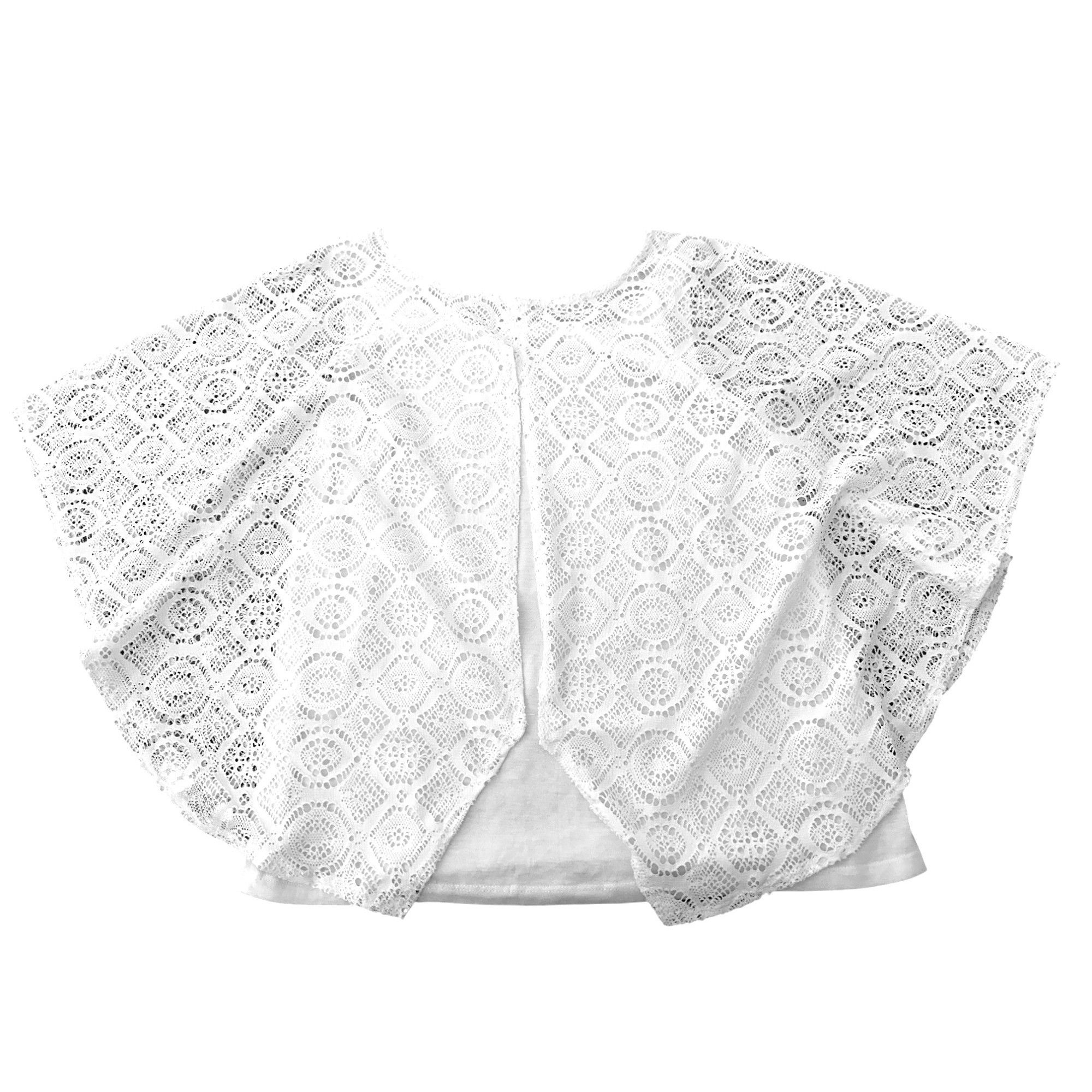 Other Ivy Ridge White Crochet Lace Blouse With Open Back Flutter S Size L / US 10 / IT 46 - 9 Thumbnail