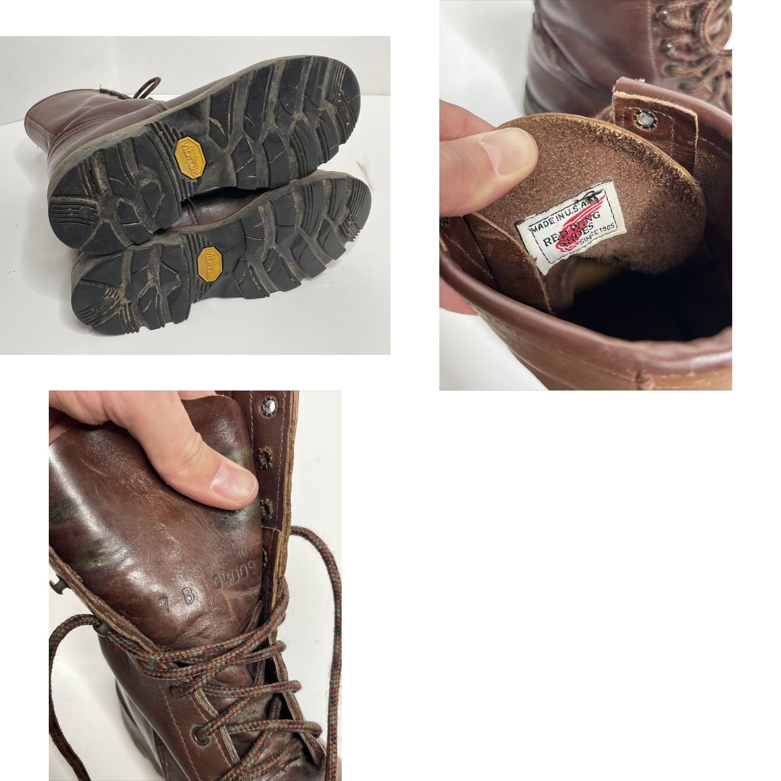 Red Wing VINTAGE Red Wing Logger Boots Men Brown Leather USA Made 04009 7 D USA Mens Boots Size US 7 / EU 40 - 8 Thumbnail