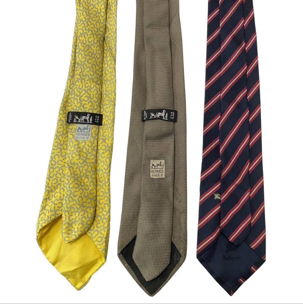 Burberry × Hermes Combo 3pc Hermes & Burberry Vintage Men’s Tie Size ONE SIZE - 6 Thumbnail