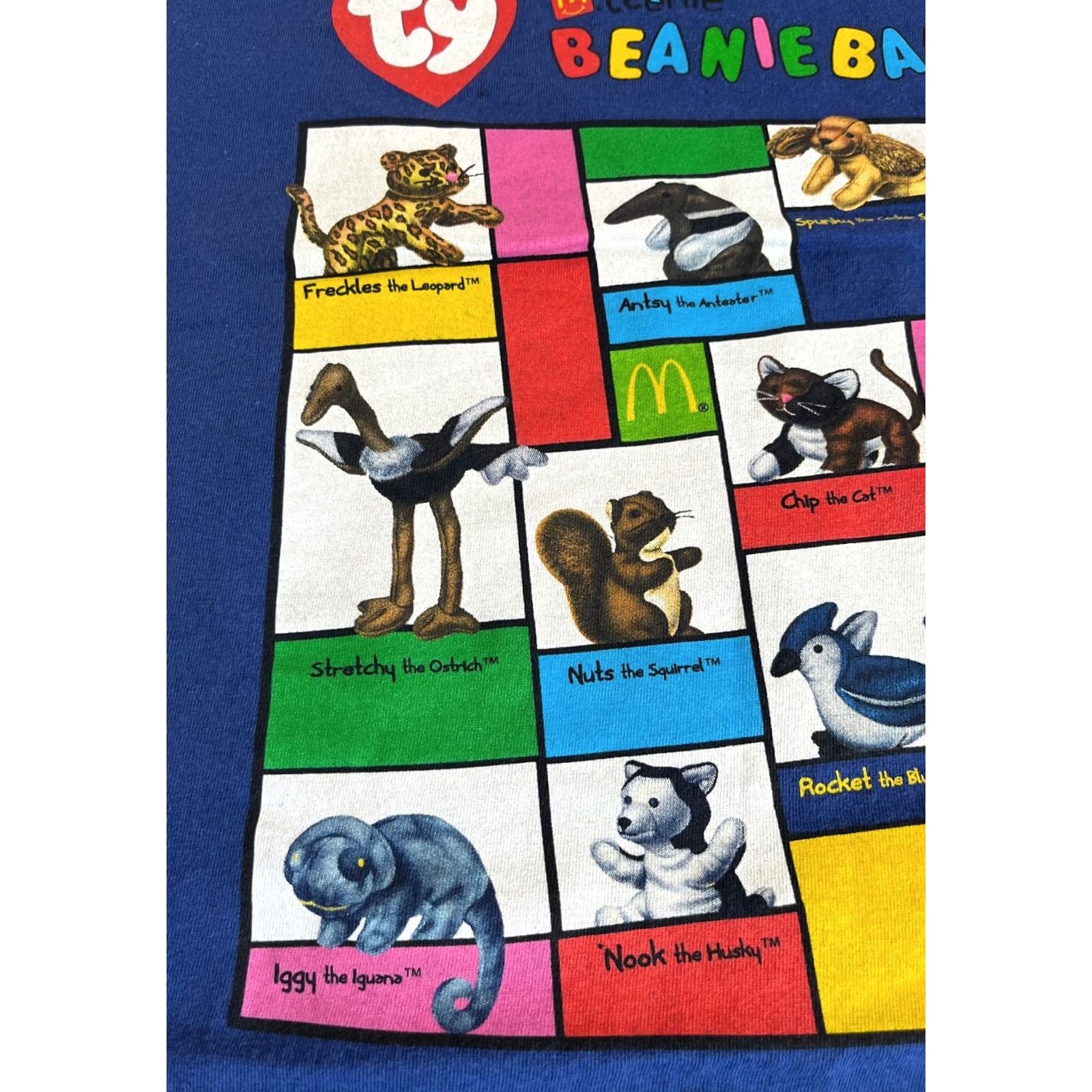Jerzees VINTAGE McDonald's Teenie Beanie Babies T-shirt Shirt Unisex Adults XL Blue 90s Double-Sided Jerzees Heavyweight Cotton 1999 Mens Womens Size US XL / EU 56 / 4 - 6 Thumbnail