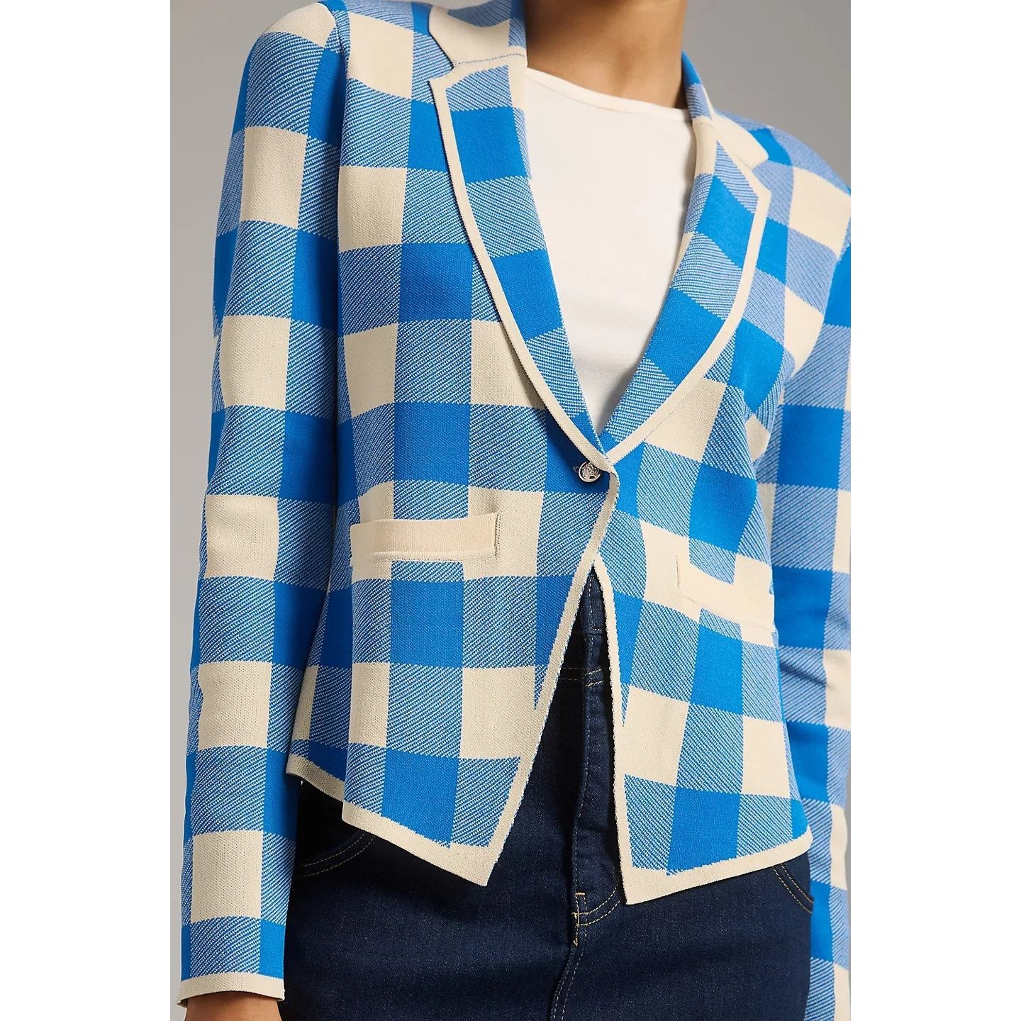 Anthropologie New By Anthropologie Plaid Sweater Blazer $198 X-SMALL 2023 Size XS / US 0-2 / IT 36-38 - 3 Thumbnail