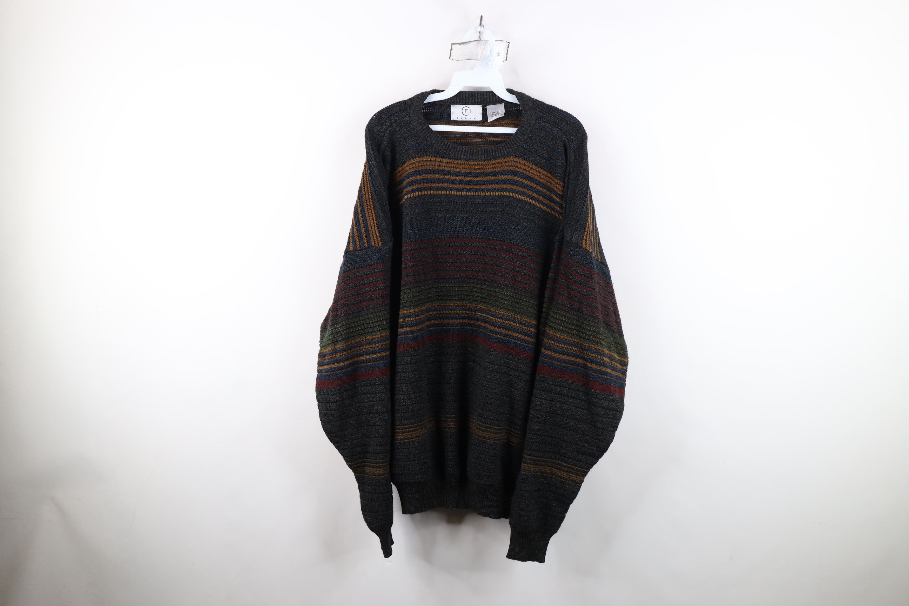 Vintage Vintage 90s Streetwear Striped Ribbed Knit Crewneck Sweater Size US XL / EU 56 / 4 - 1 Thumbnail