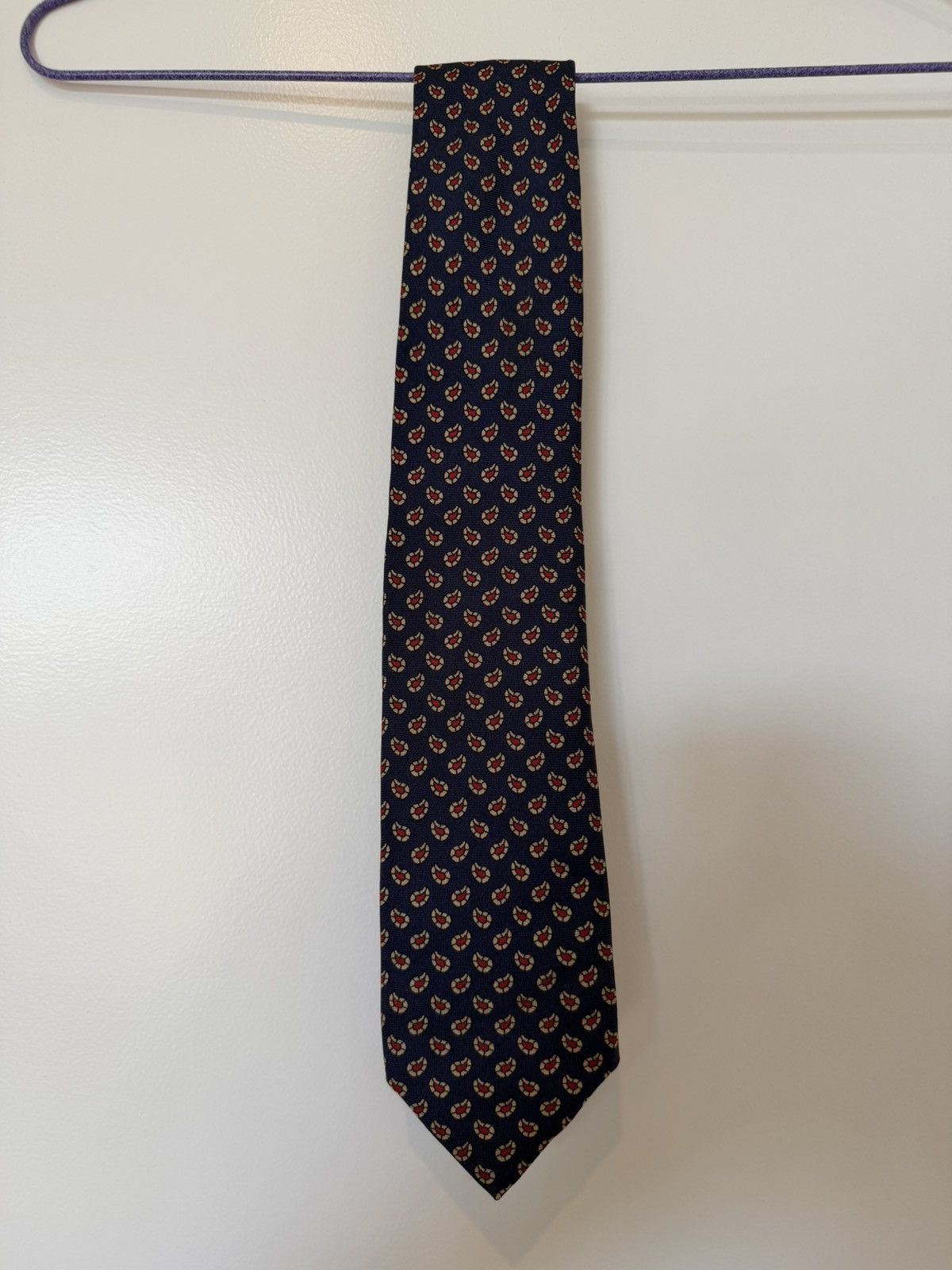 P. Johnson Silk Navy Paisley Tie From Como Size ONE SIZE - 1 Thumbnail