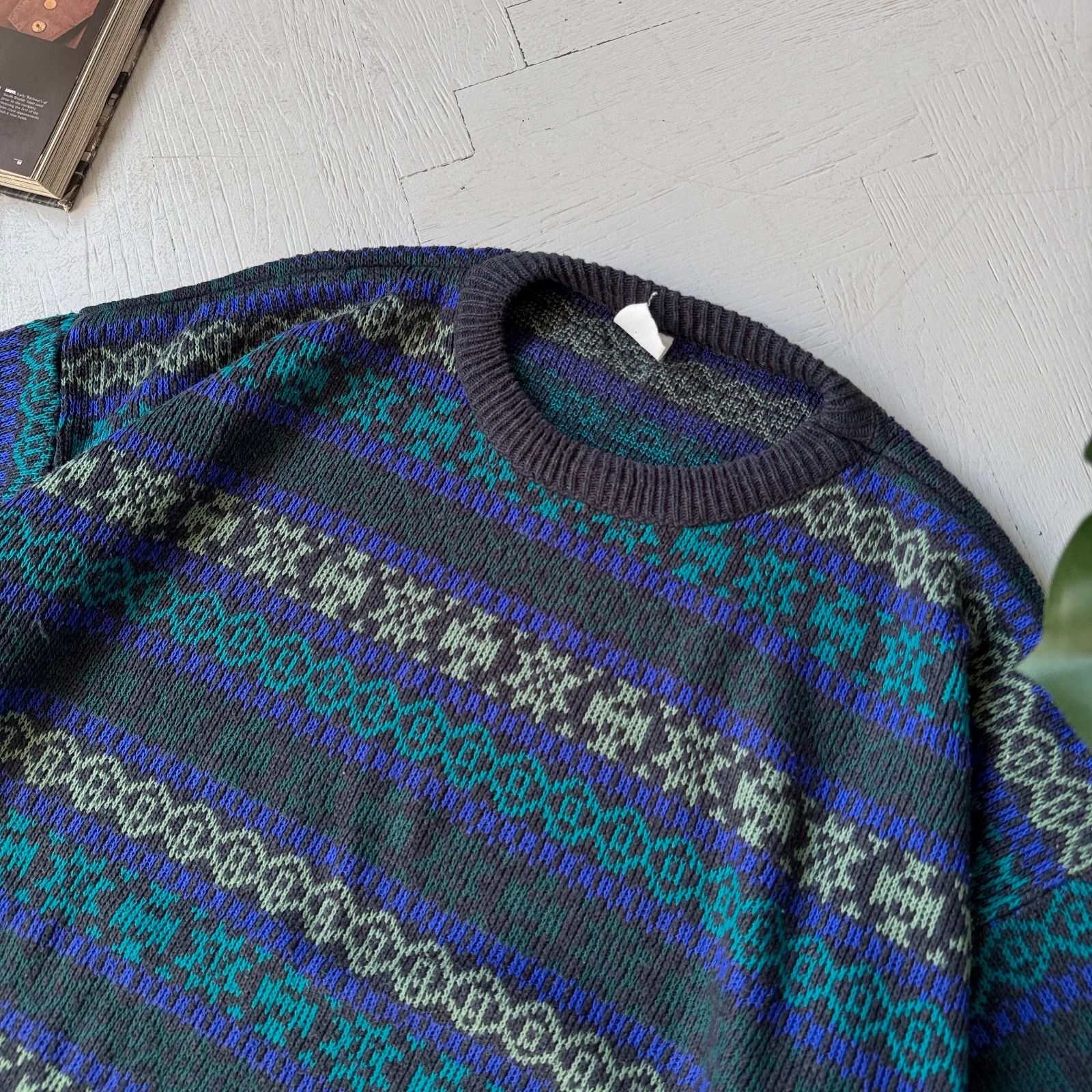Vintage Luxury Chunky Knit Sweater Italian Wool Blend Purple Blue XL Size US XL / EU 56 / 4 - 4 Thumbnail