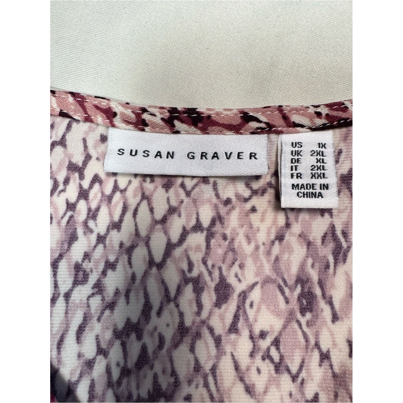 Other Susan Graver Animal Print Liquid Knit Button Front Peplum T Size XL / US 12-14 / IT 48-50 - 5 Thumbnail