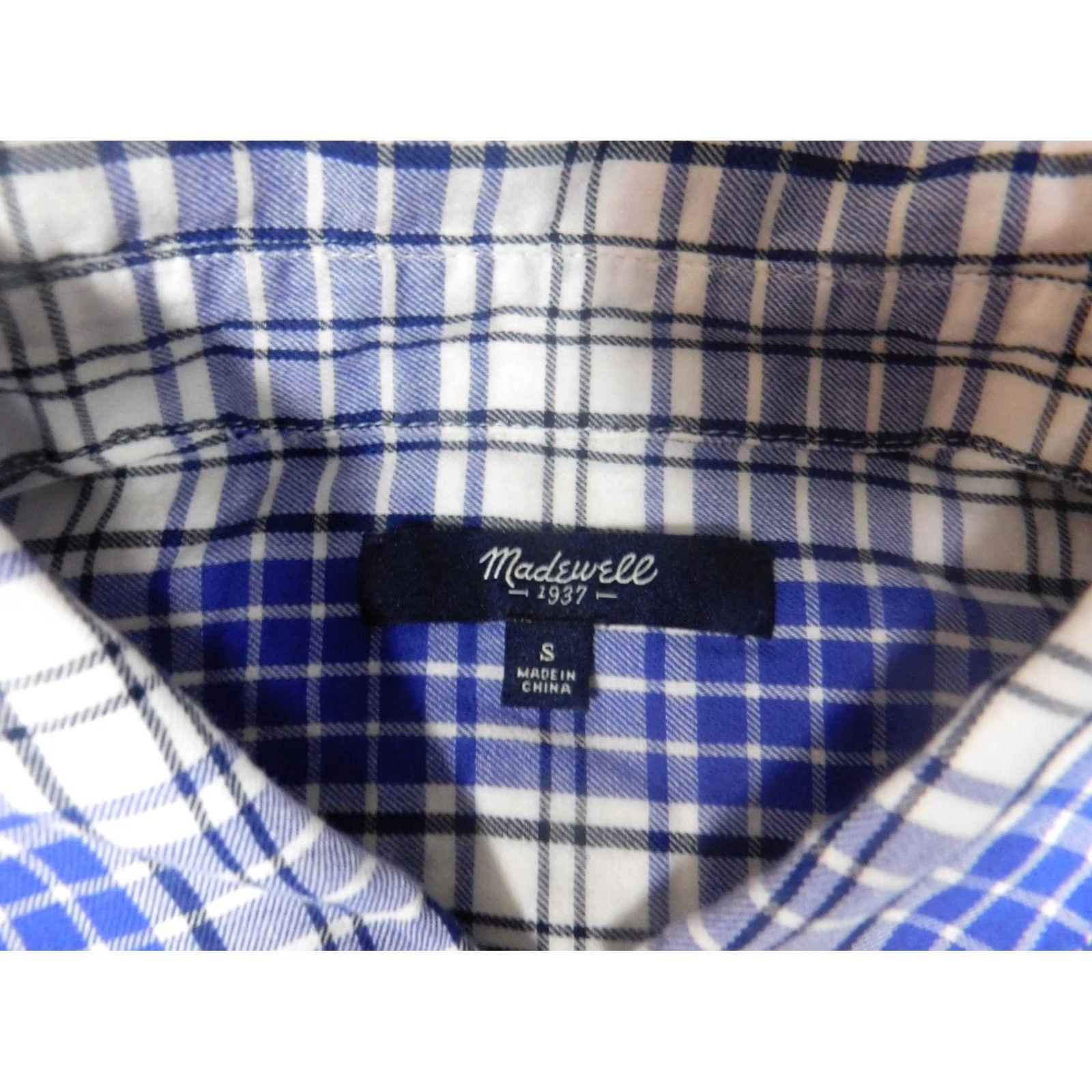 Madewell Madewell Blouse Women S Blue Plaid Long Sleeve Crew Neck Pullover 100% Cotton Rayon Casual Ruffle Button Top Daily Classic Shirt Size S / US 4 / IT 40 - 7 Thumbnail