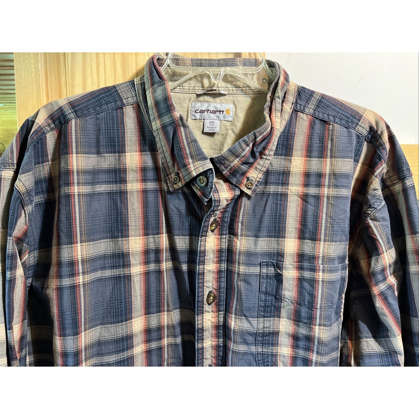 Carhartt Carhartt Shirt Men XXLT Blue Brown Plaid Outdoor Relaxed Fit Size US XXL / EU 58 / 5 - 4 Thumbnail