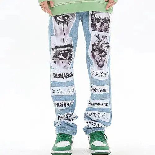 Japanese Brand × Jean EYES Graphic Patchwork Denim Jeans Size US 32 / EU 48 - 3 Thumbnail