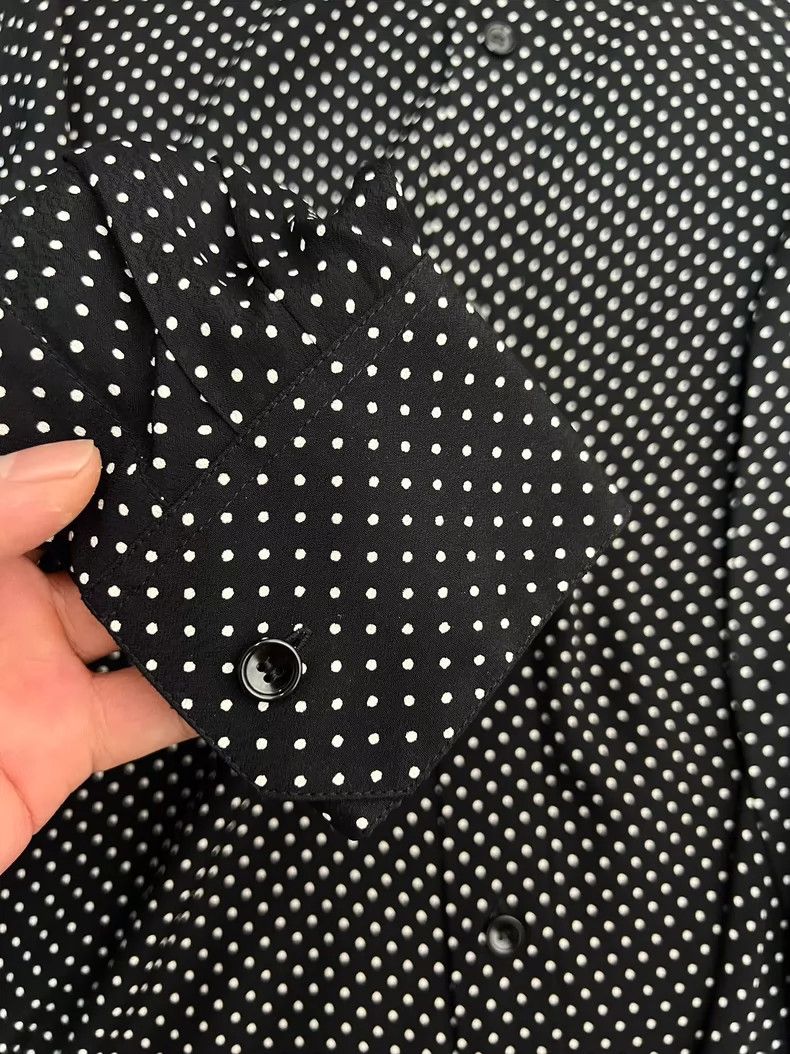 Celine CELINE size 39 Black and white polka-dot mulberry silk shi Size US XS / EU 42 / 0 - 4 Thumbnail