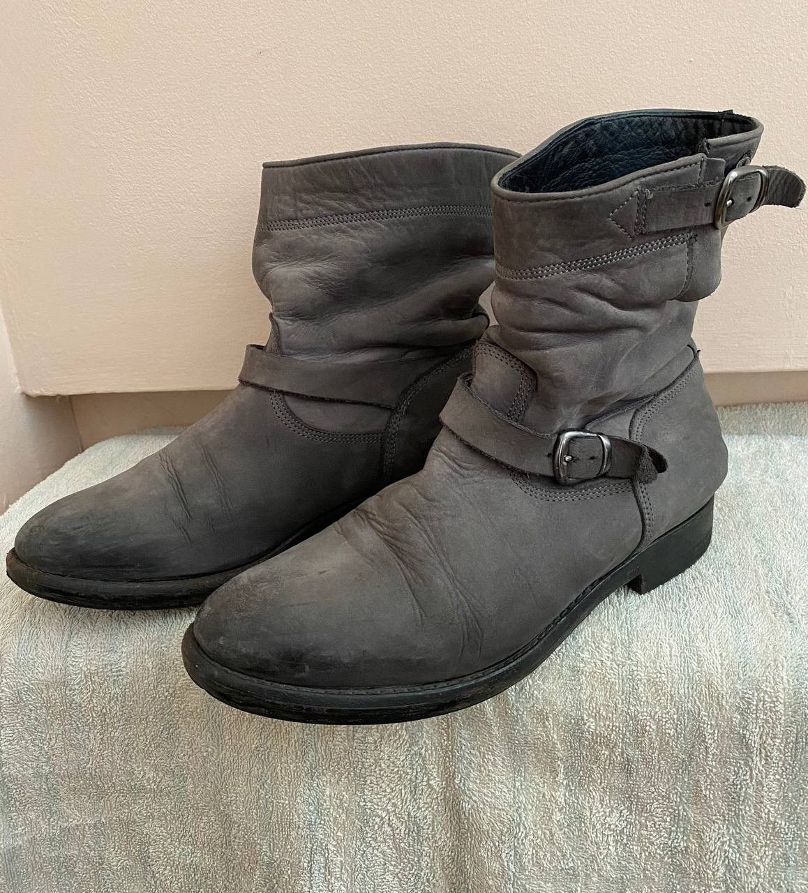 Belstaff × Vintage 🔥 BELSTAFF Women's Gray Leather Biker Boots Size US 6 / IT 36 - 3 Thumbnail