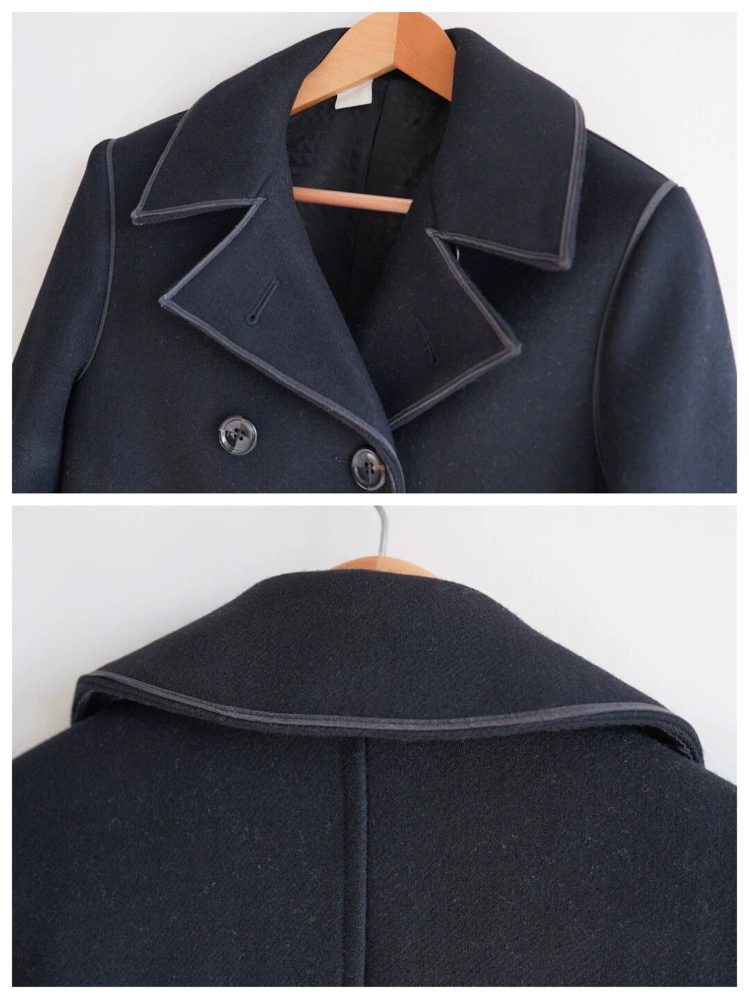 N.Hoolywood n.hoolywood Wool Double-Breasted Pea Coat 36 S Size XS / US 0-2 / IT 36-38 - 2 Thumbnail