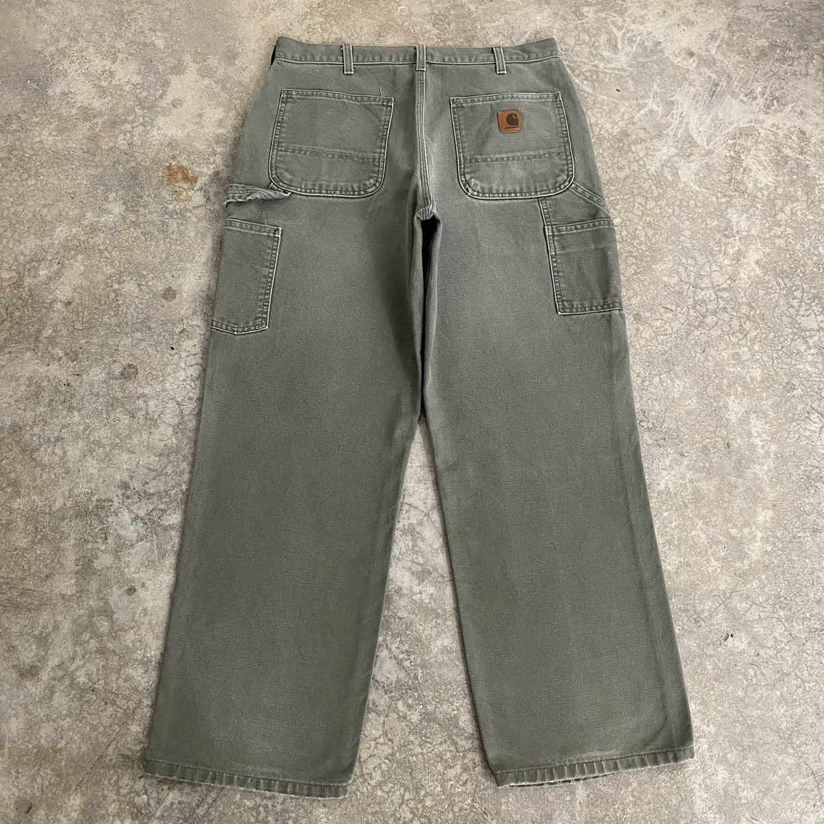 Carhartt Vintage Carhartt Faded Moss Green Carpenter Work Pants Size US 33 - 15 Thumbnail