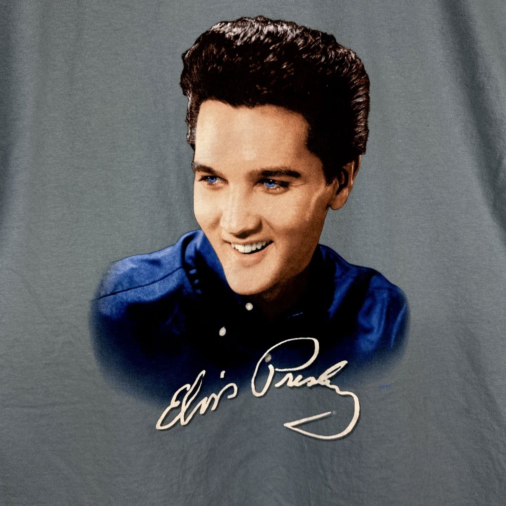 Vintage VINTAGE Elvis Presley Graceland Shirt Large Light Blue Graphic Portrait 1999 Size US L / EU 52-54 / 3 - 2 Thumbnail