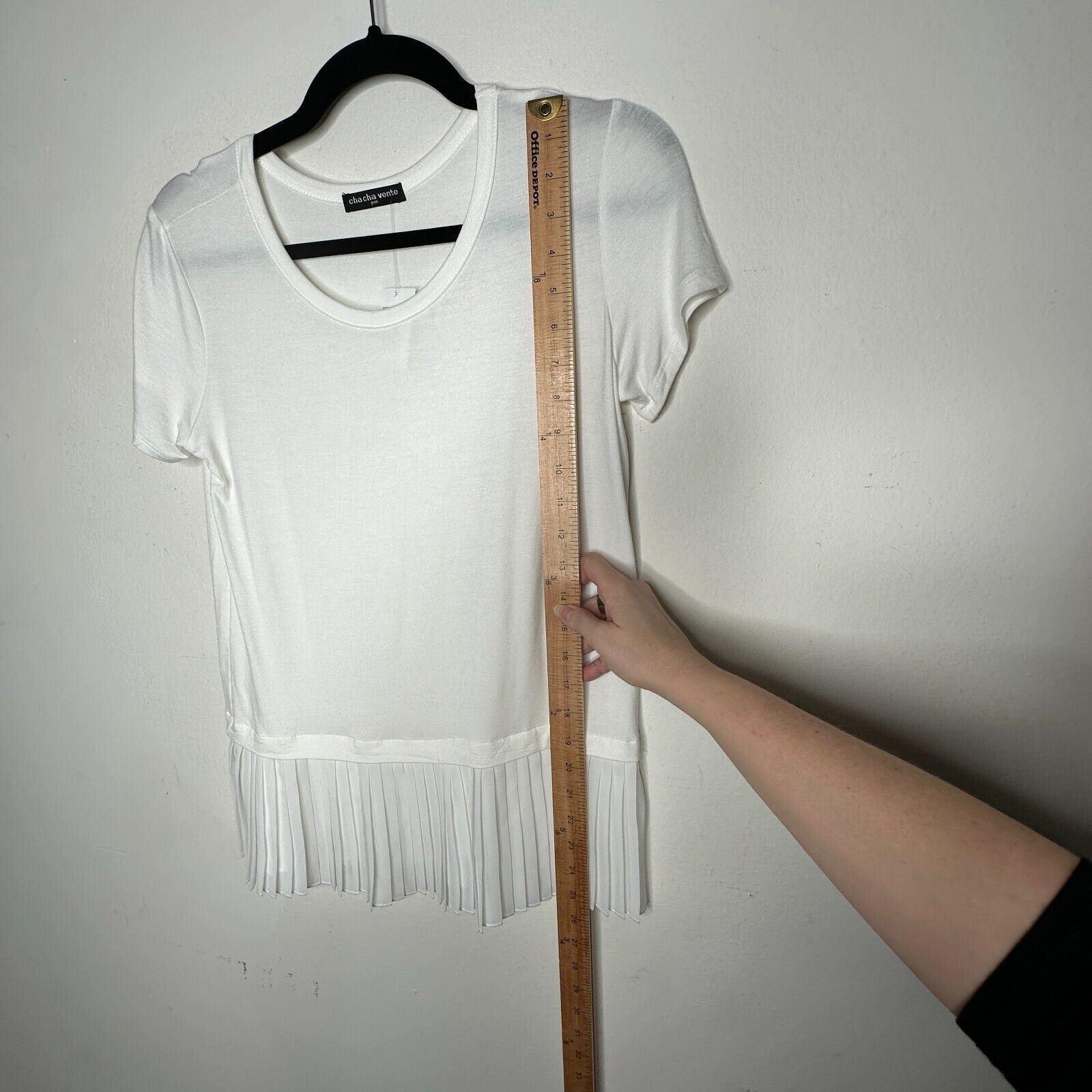 Other NWT Cha Cha Vente Ivory Pleated Short Sleeve Scoop Blouse PM Size M / US 6-8 / IT 42-44 - 6 Thumbnail